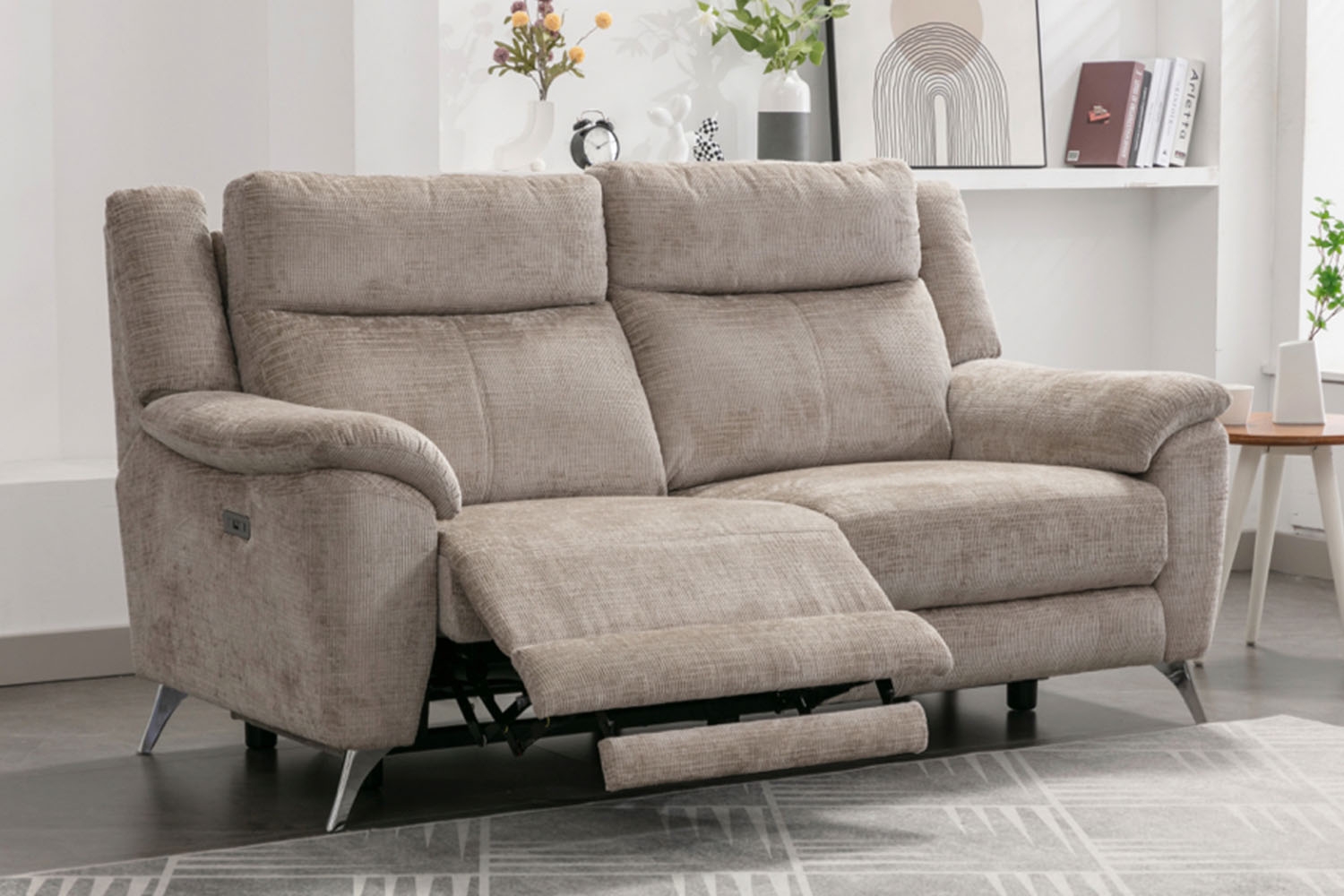 Monroe Fabric 3 Seater Recliner Sofa in Fossil | Furniture World