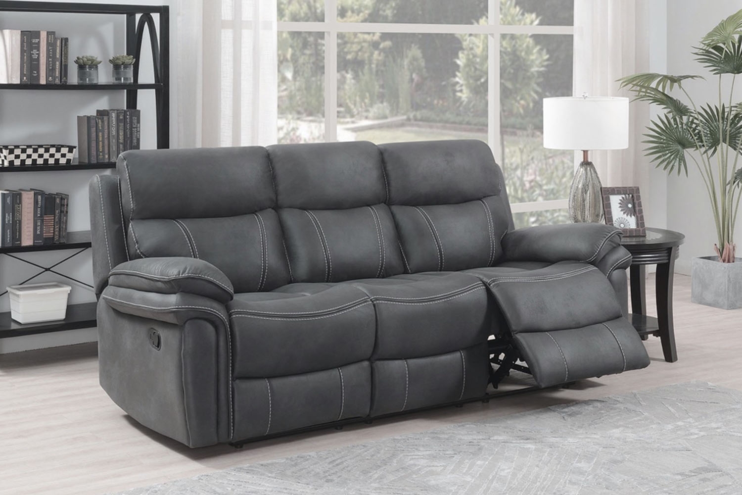 Richmond Fabric 3 Seater Recliner Sofa in Charcoal Grey | Furniture World