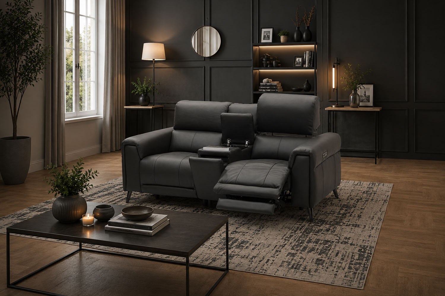 Lumea Tech Smart 2 Seater Recliner Sofa with Power Headrest, Heat ...