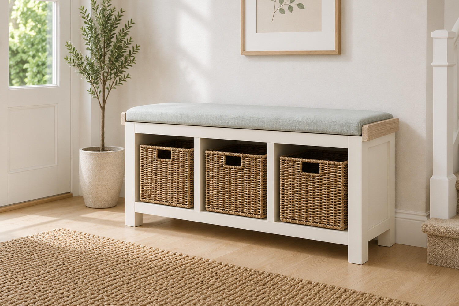 Windsor Country Oak Painted Storage Bench | Furniture World