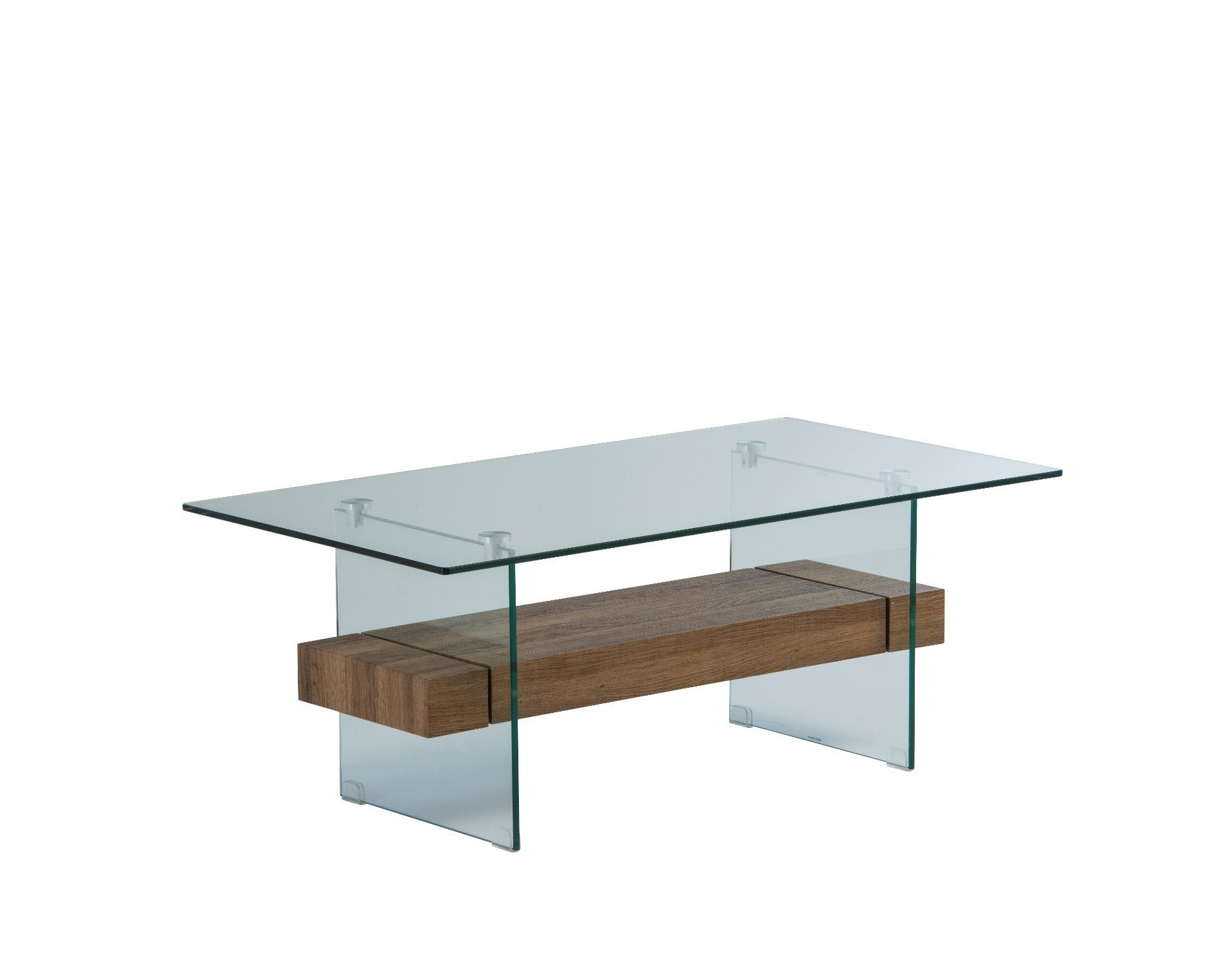 Aria Glass Coffee Table in Brown Oak Finish Furniture World