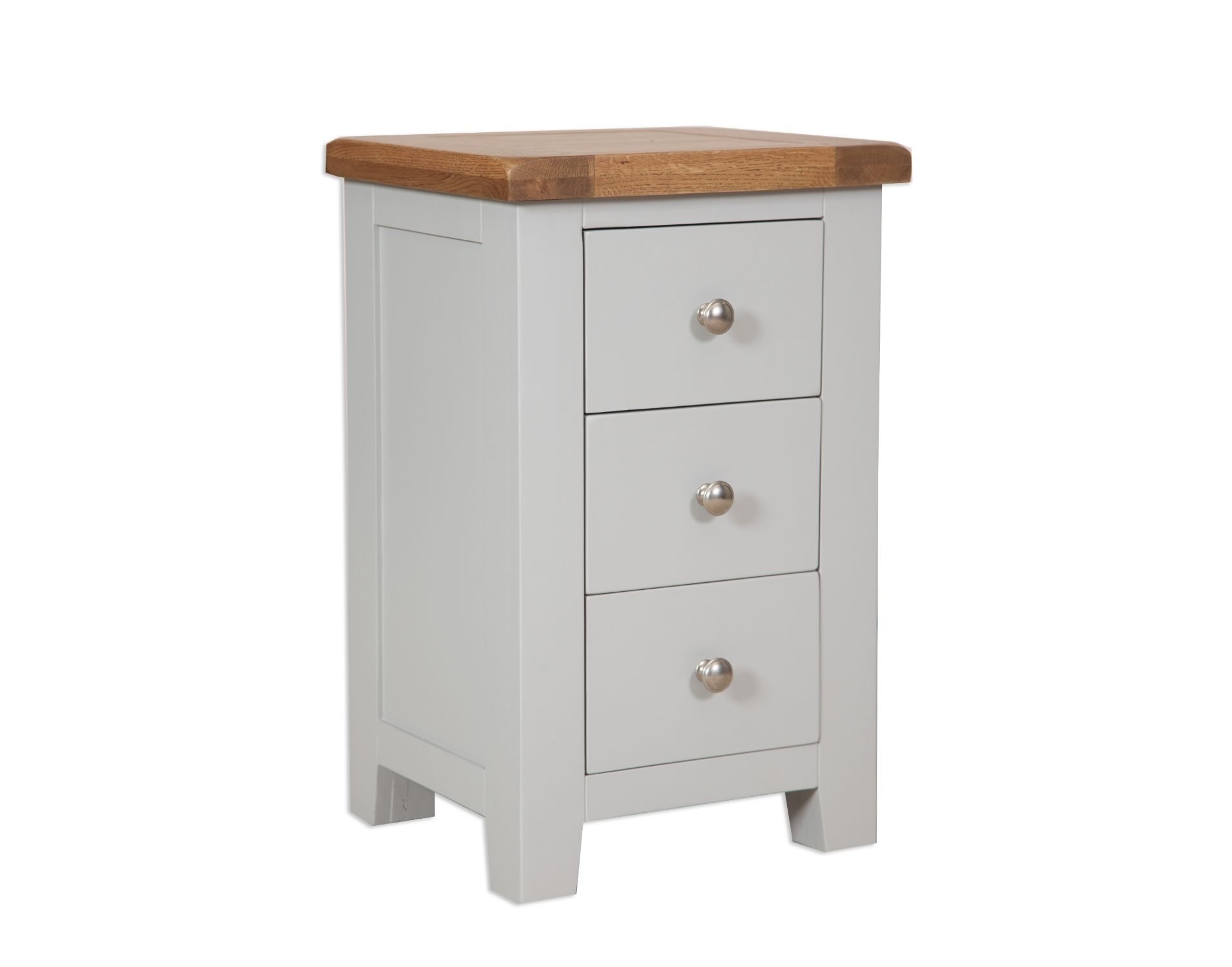 Perth French Grey 3 Drawer Bedside Table Furniture World
