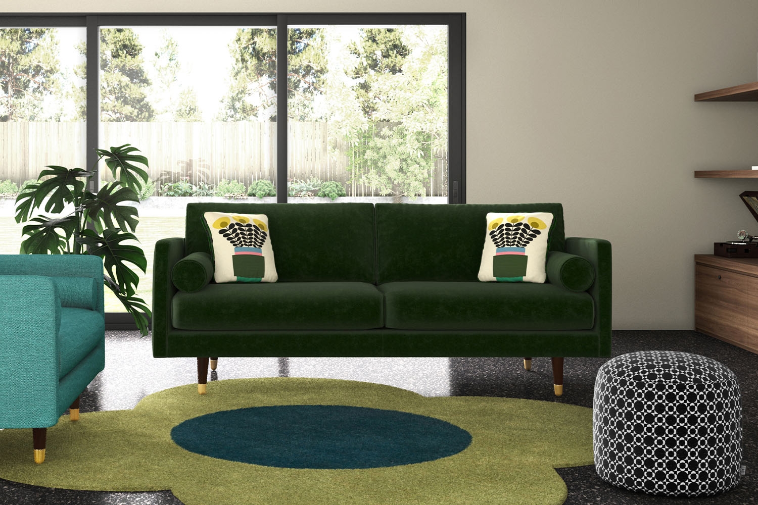 Orla Kiely Mimosa Large Chaise Sofa | Sofas - Living Room - Furniture World