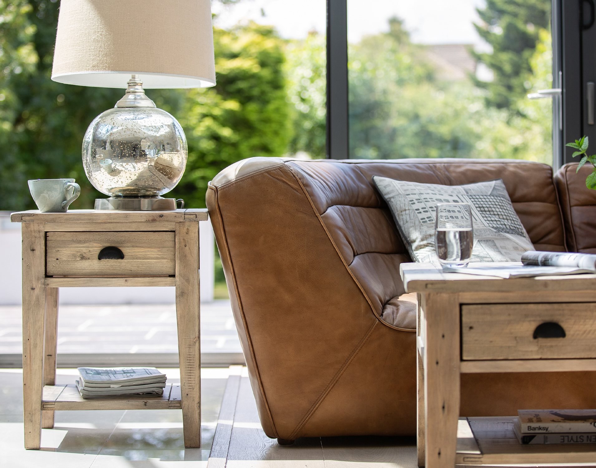 Malta Reclaimed Wood Lamp Table Valetta Valencia Furniture World