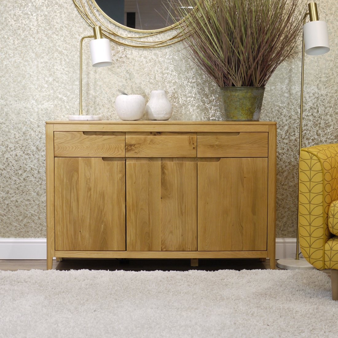 Oak City Stockholm Oak 3 Door Sideboard Furniture World