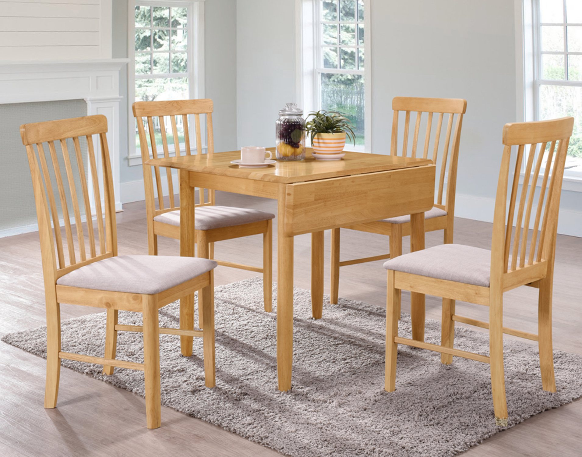 Alaska Oak Square Drop Leaf Dining Table Set & 2 Chairs - Furniture World