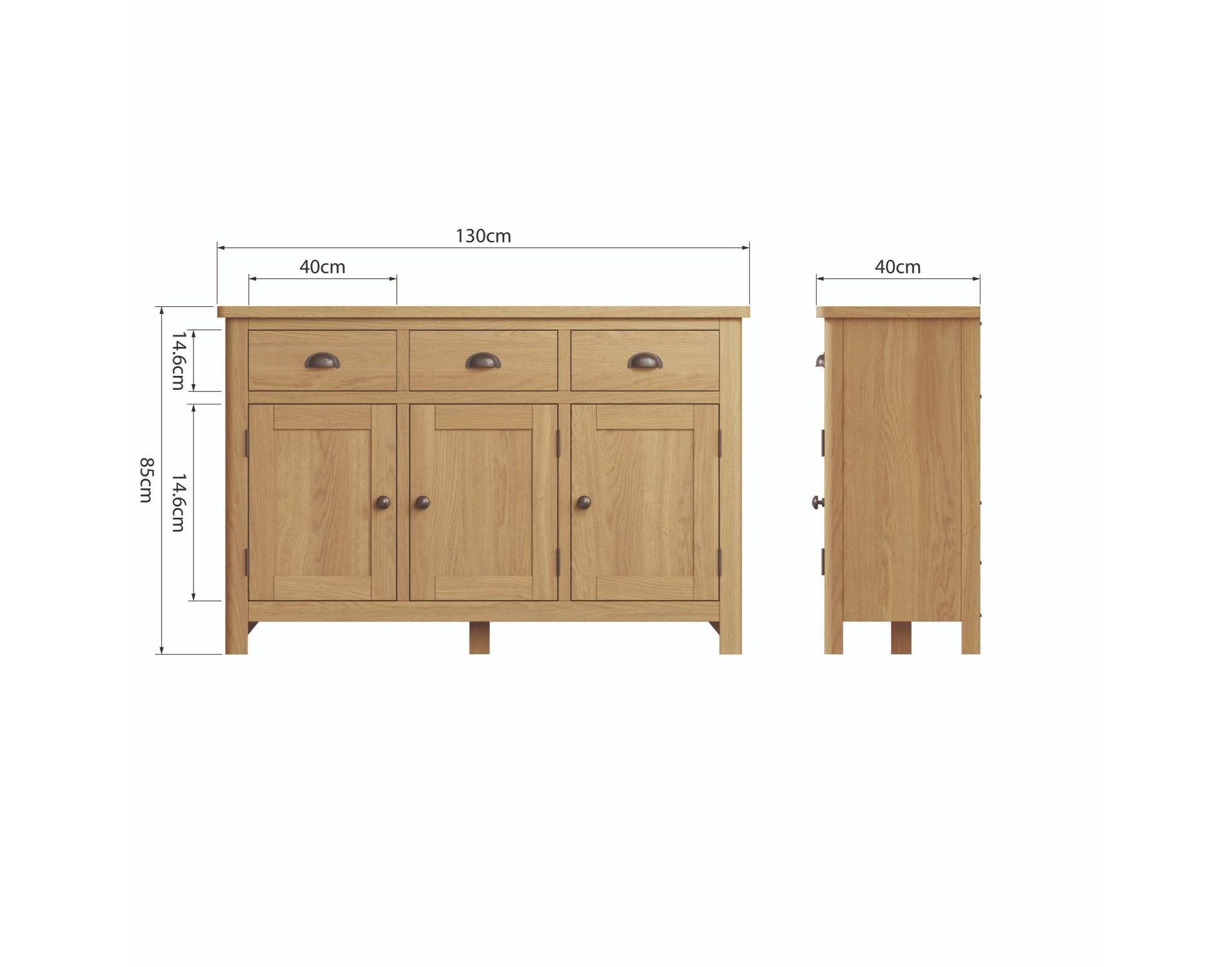 Oak City Milan Oak 3 Door Sideboard Furniture World