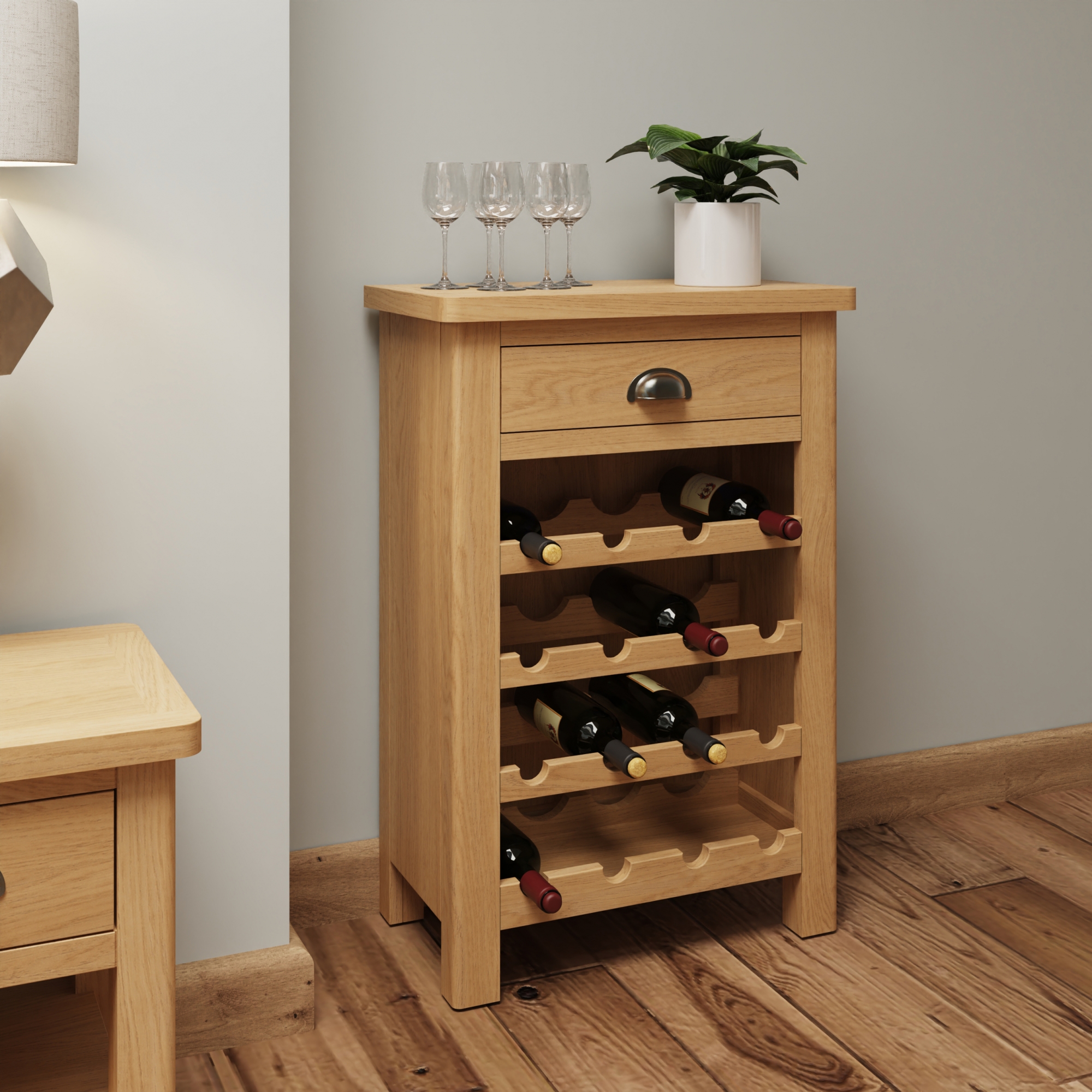 Oak City Milan Oak Wine Cabinet Furniture World