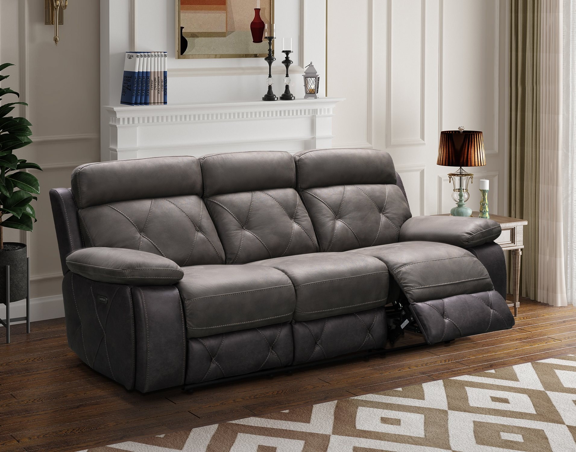Phoenix 3 Seater Power Recliner Sofa in Grey Furniture World