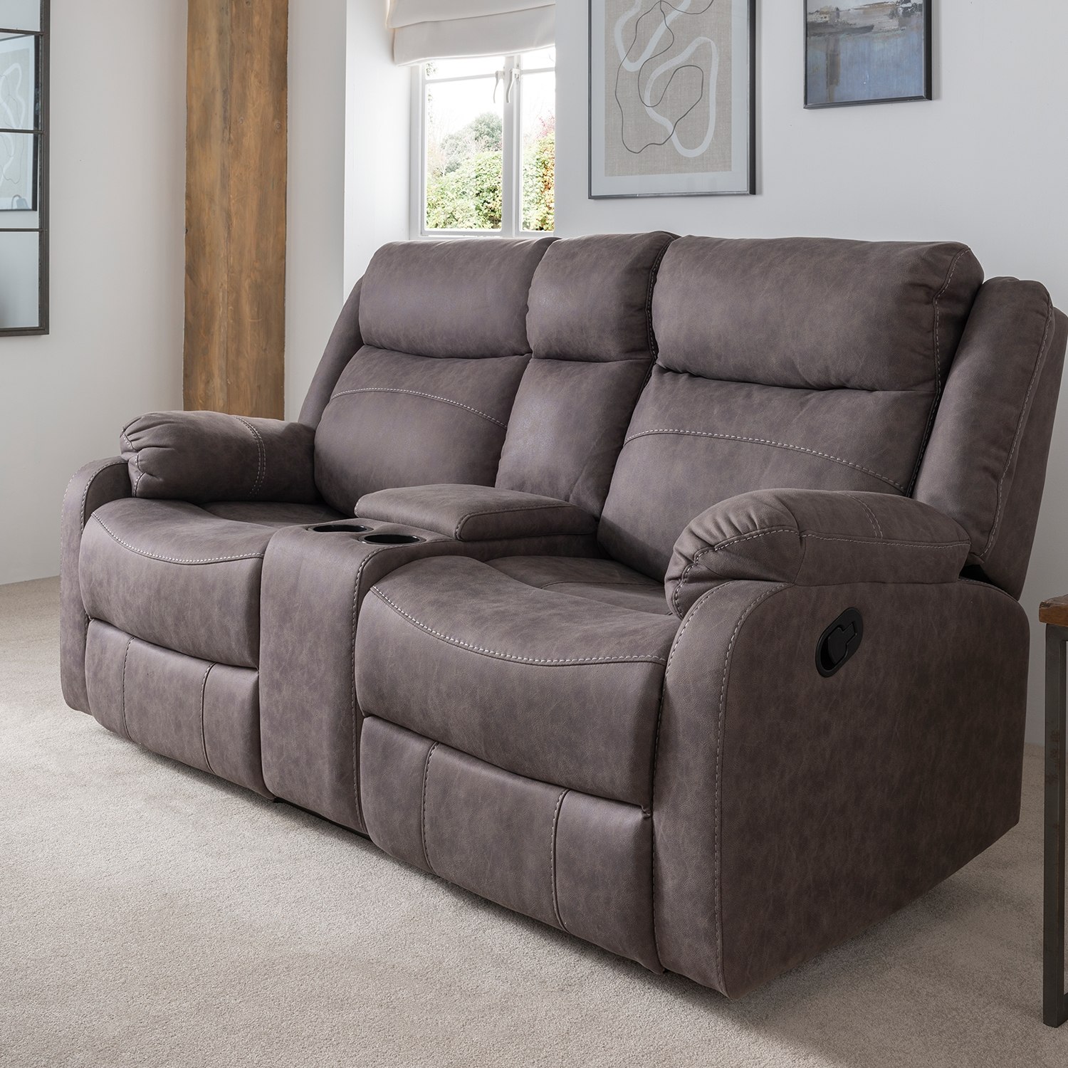 Ellena Grey 2 Seater Recliner Sofa with Storage Furniture World