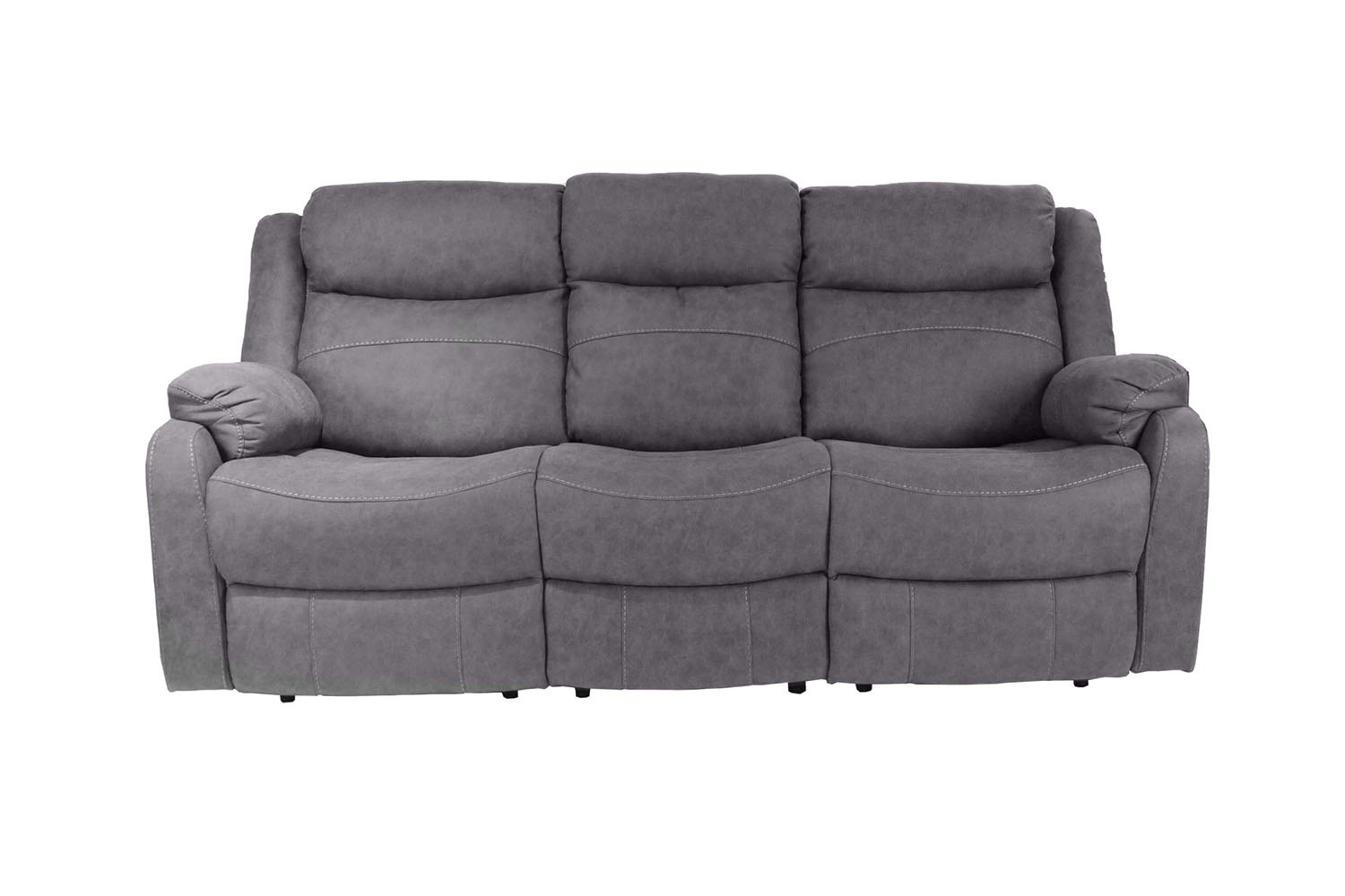 Ellena Grey 3 Seater Recliner Sofa with Table Furniture World
