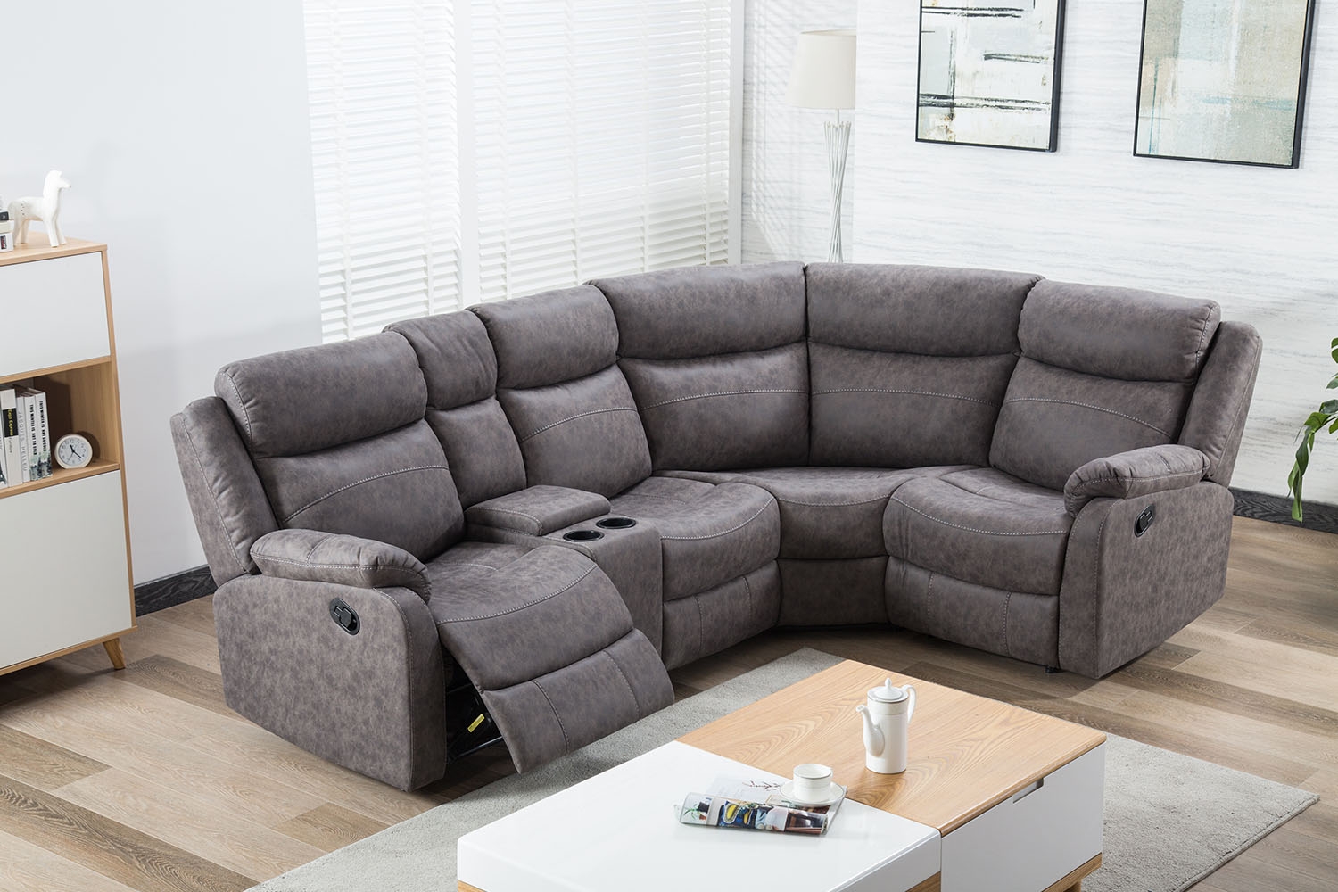 te ontvangen besteden Kiezen Ellena Grey L Shape Recliner Corner Sofa with Storage - Furniture World