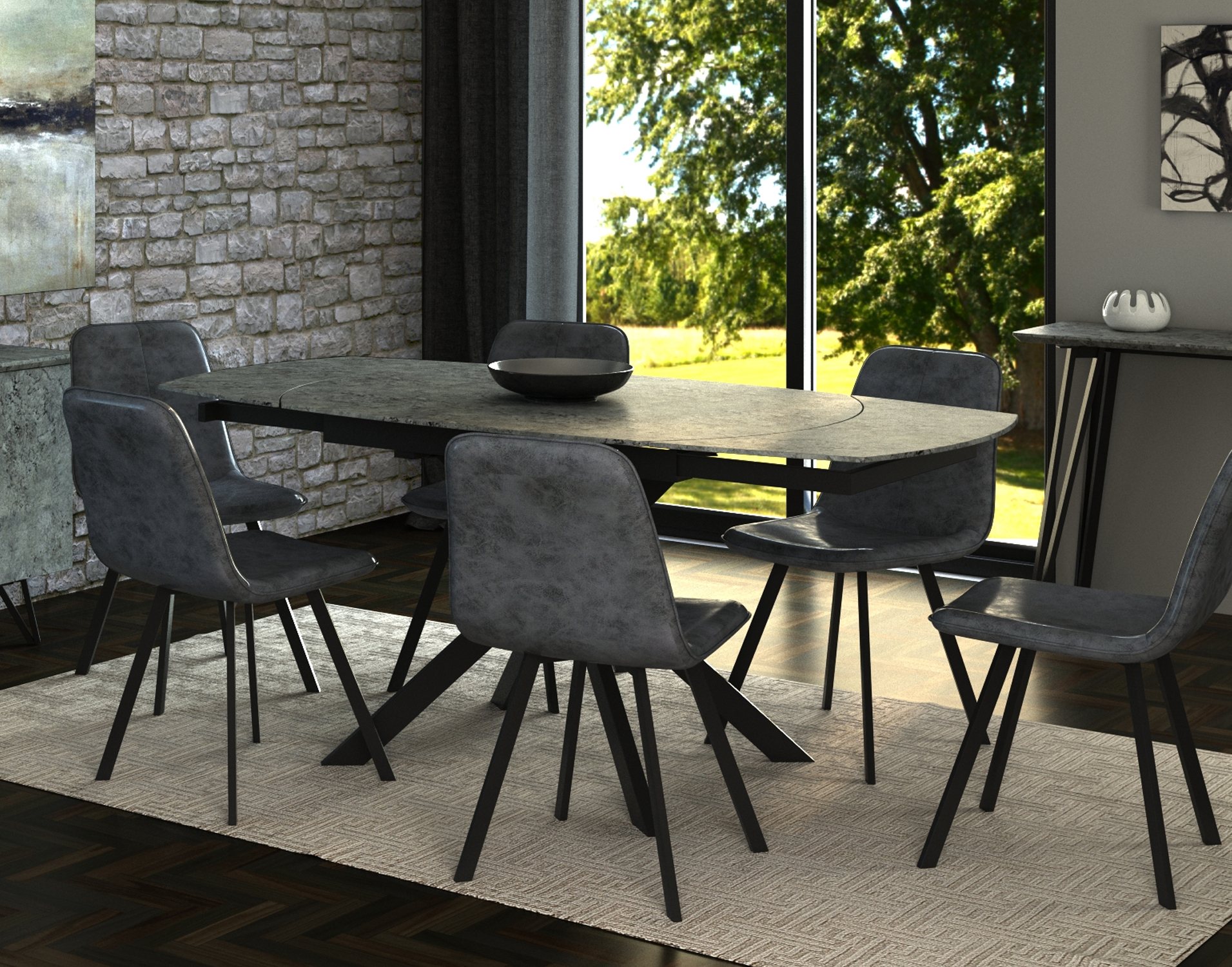 Titan Motion Dining Table Set 4 Grey, Grey Dining Room Chairs Set Of 4