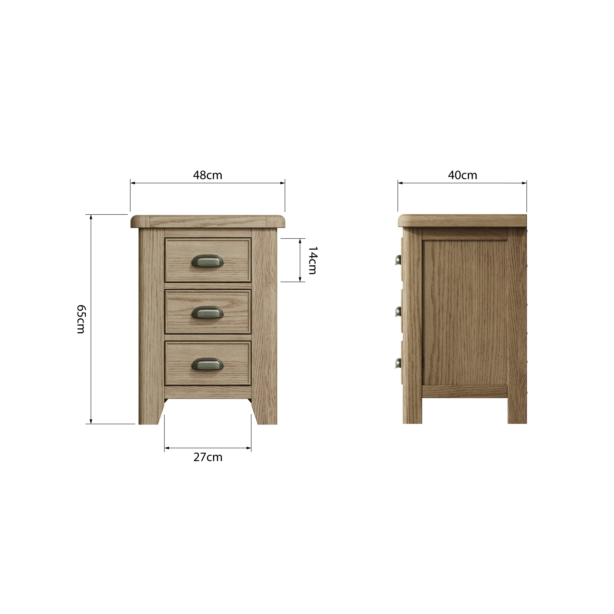 Smoked Oak Large Bedside Table Furniture World