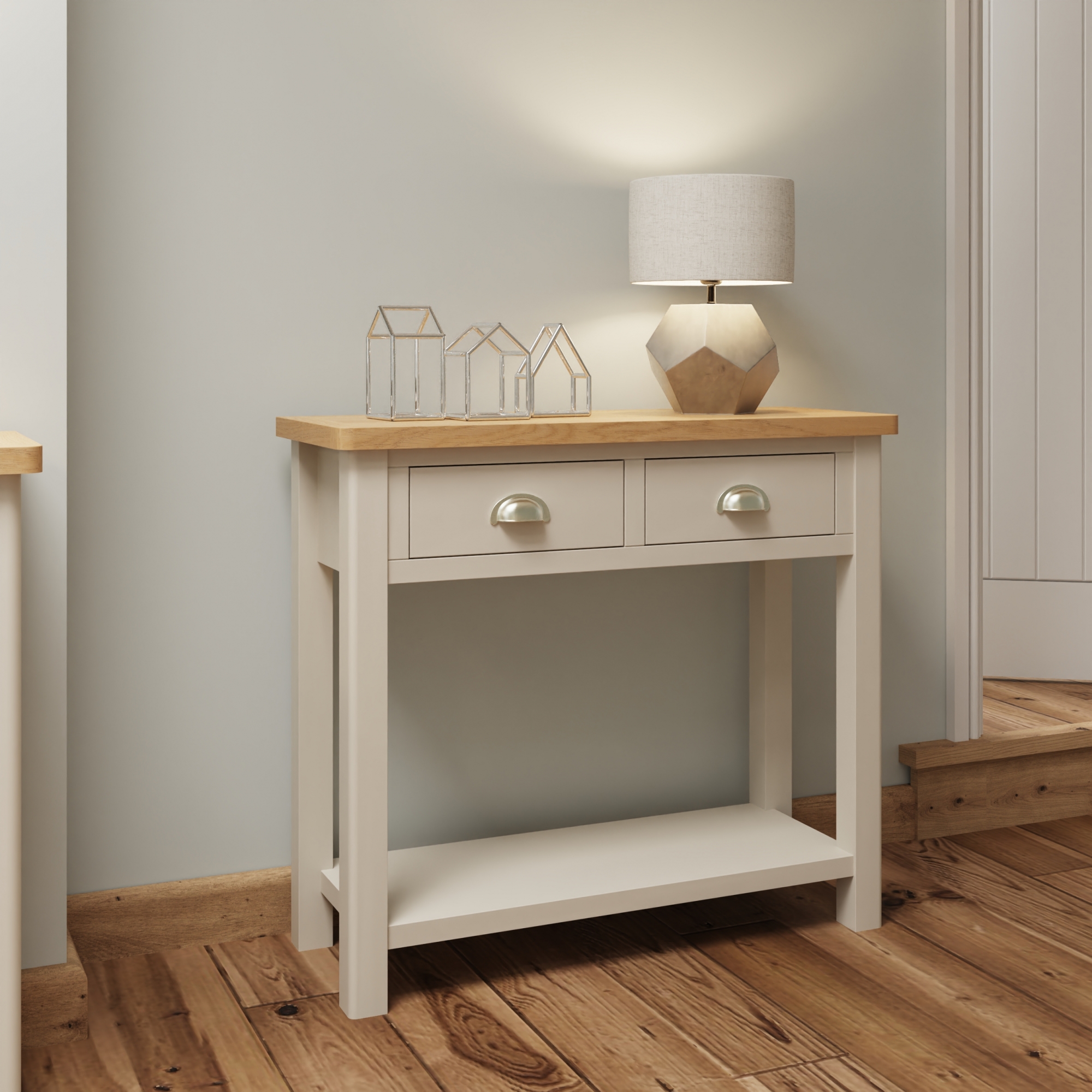 Small oak console shop table