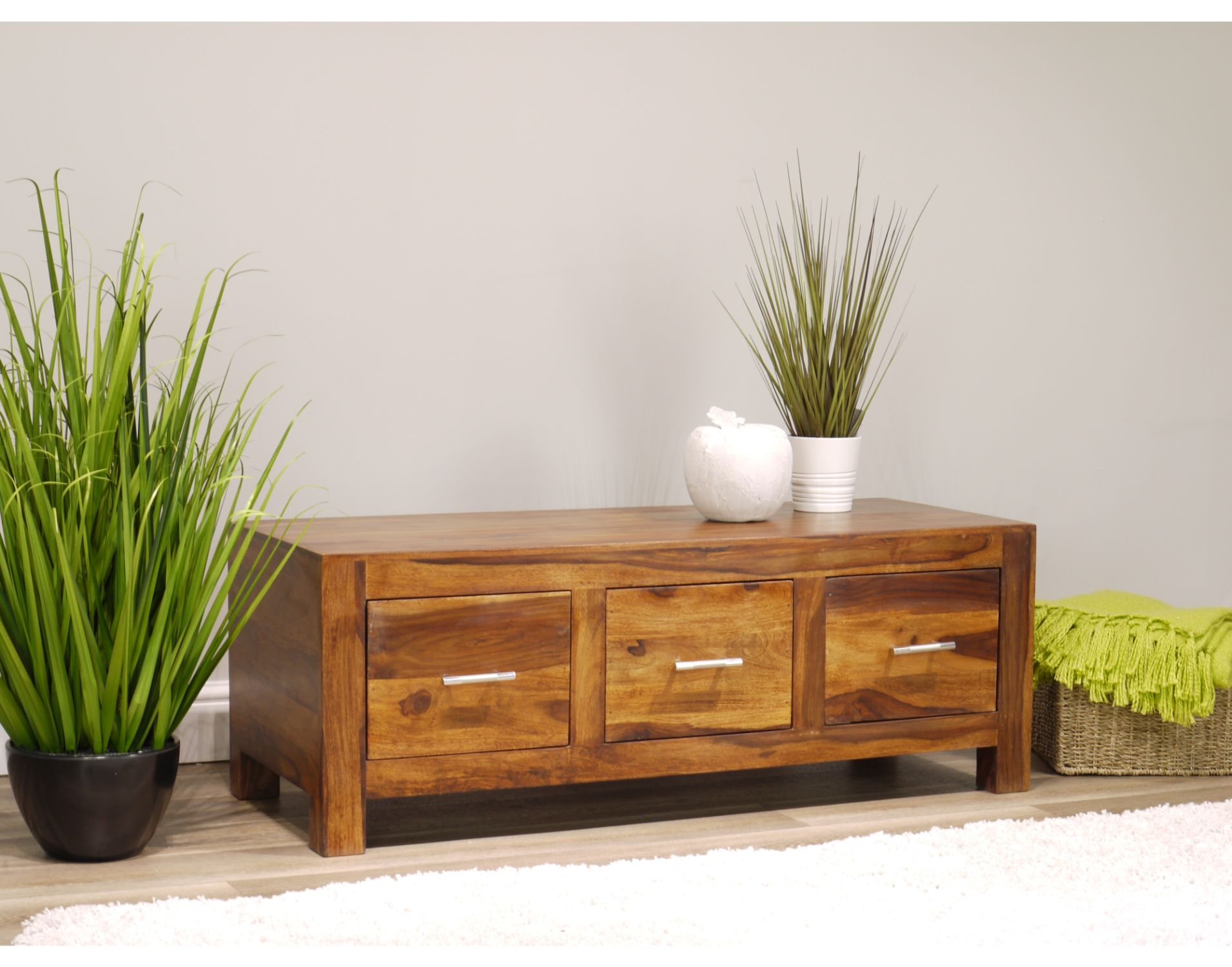 Indiana Rosewood 3 Drawer Coffee Table, Mantis Light Natural Solid Mango Lamp Table Combination