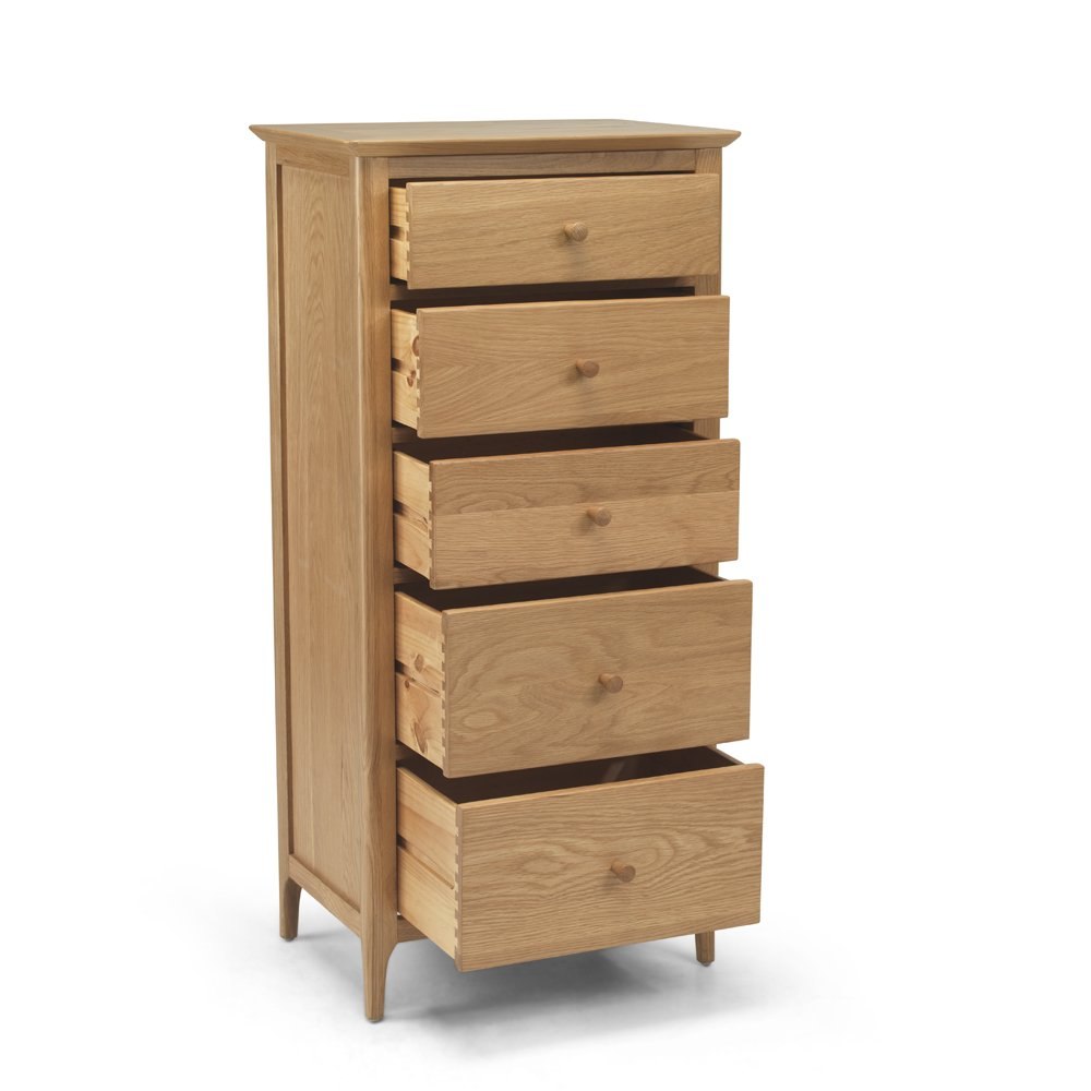 Oak City Oregon 5 Drawer Tall Chest of Drawers Furniture World