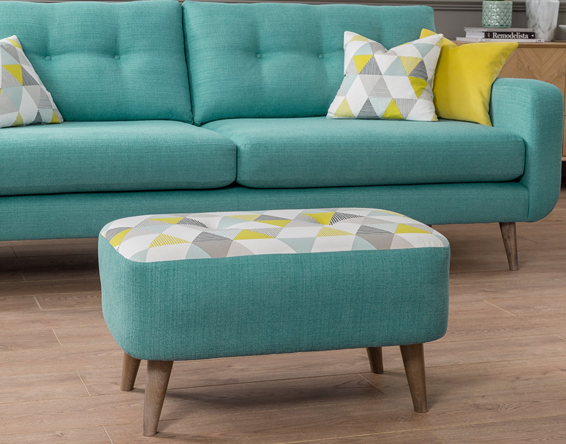 Whitemeadow Lisbon Fabric Designer Small Bench Stool Furniture World