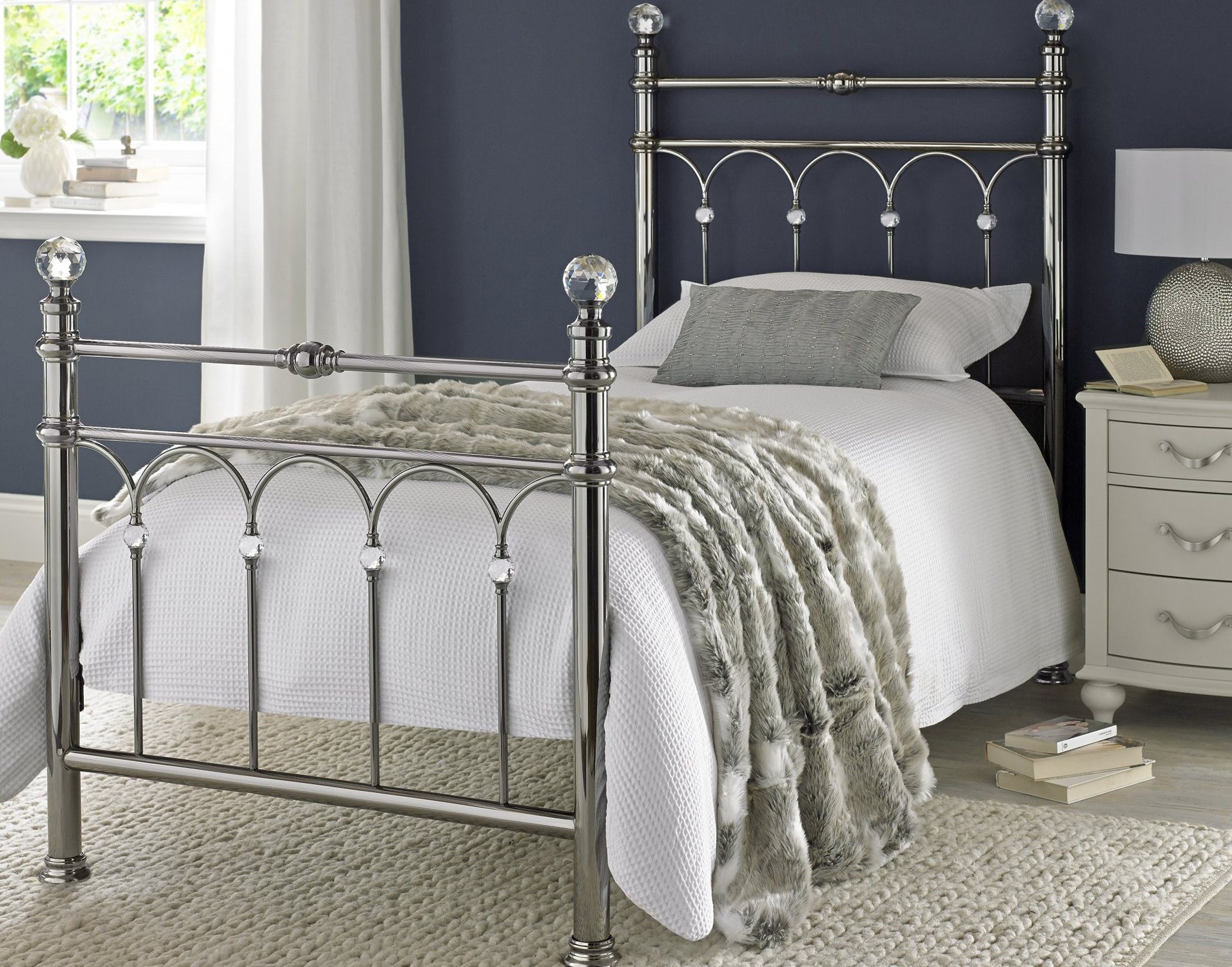 Kylie Metal Headboard in Antique Nickel Finish Furniture World