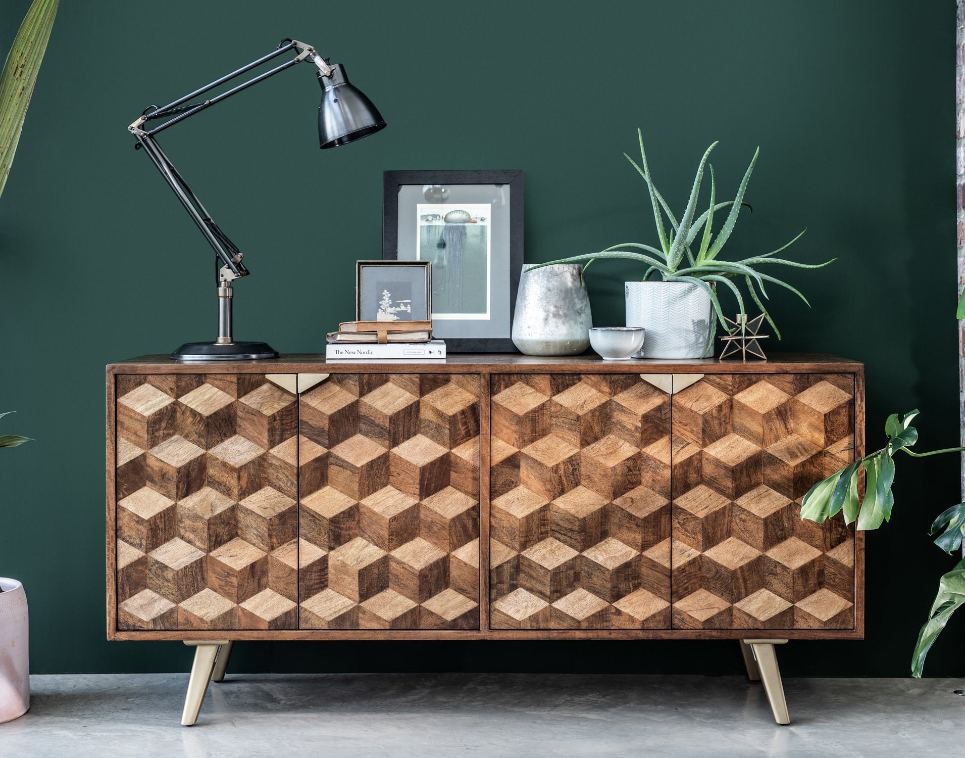 Geometric Mango Wood Wide Sideboard Boxer Furniture World