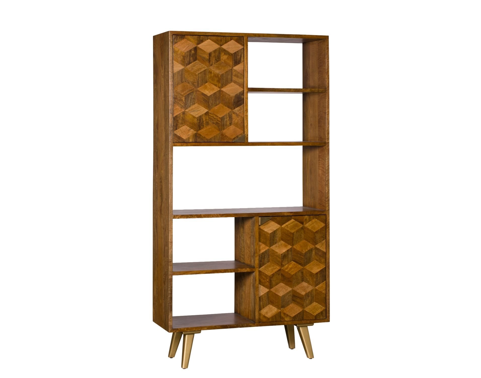 Geometric Mango Wood Bookcase Boxer Furniture World