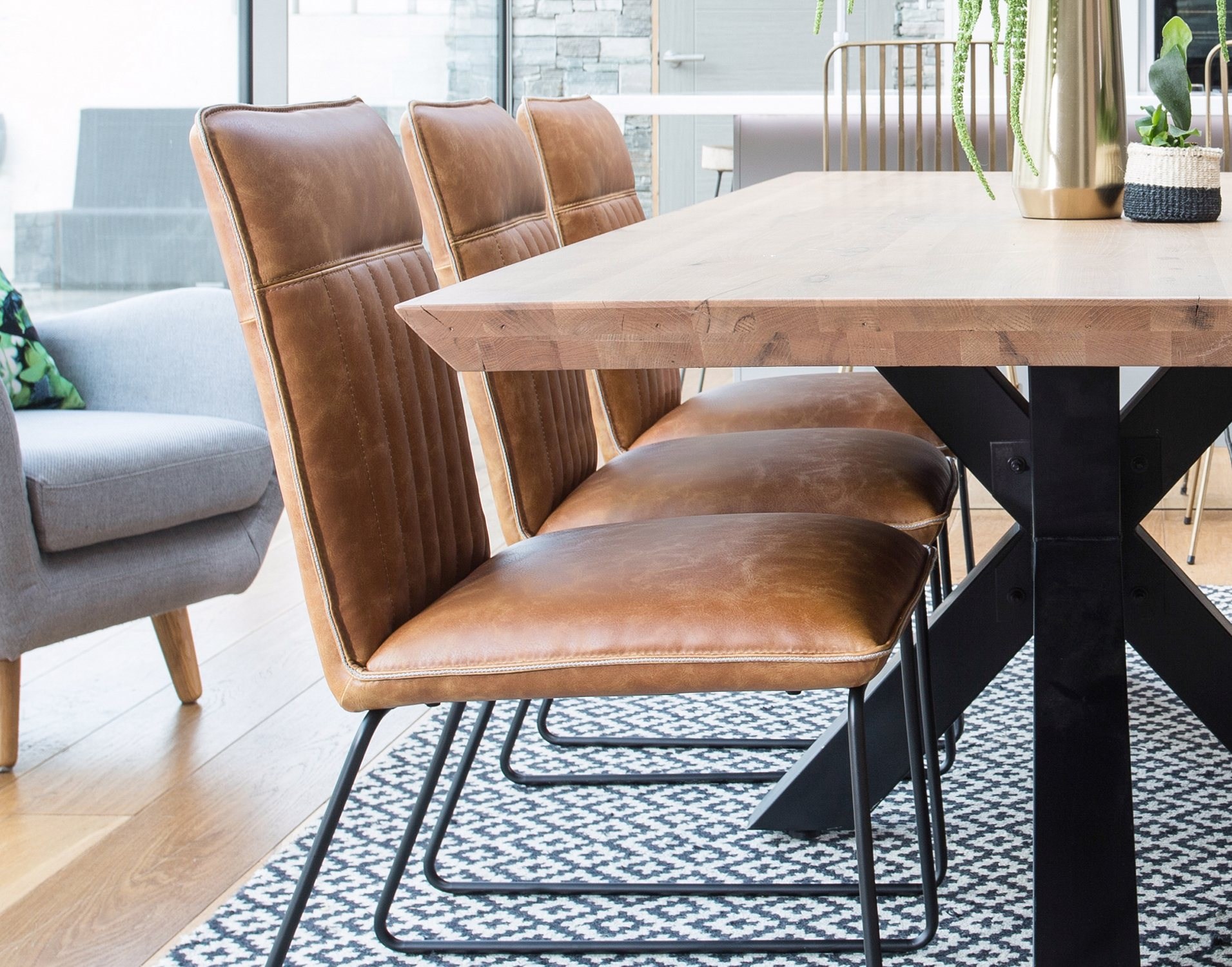 Hackney Solid Oak 200cm Hoxton Dining Table Set Shoreditch