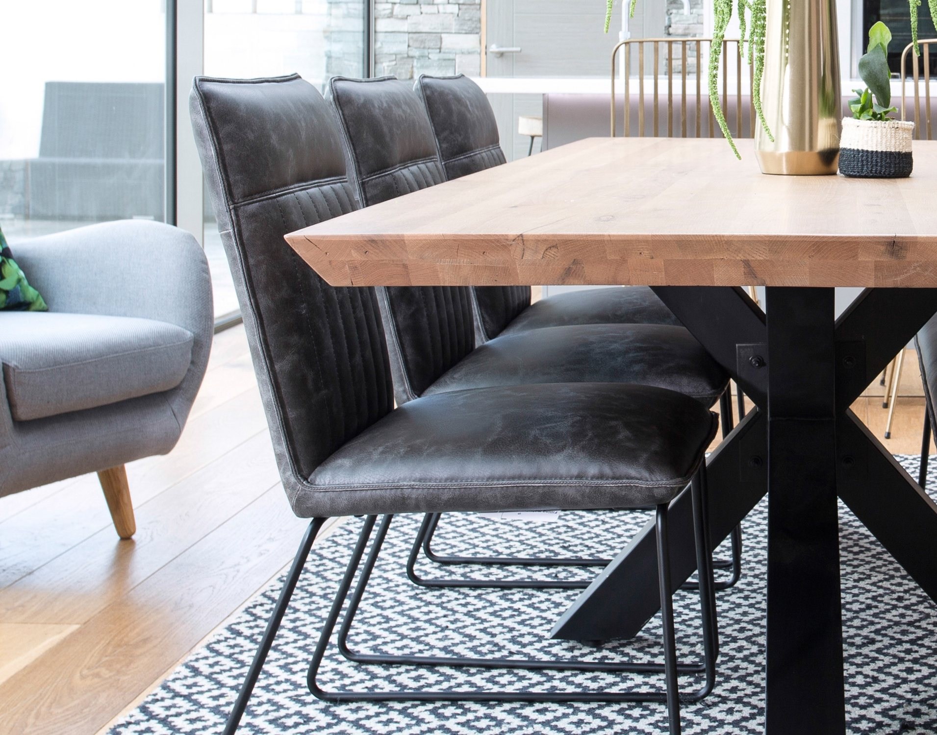 Hackney Solid Oak 200cm Hoxton Dining Table Set Shoreditch