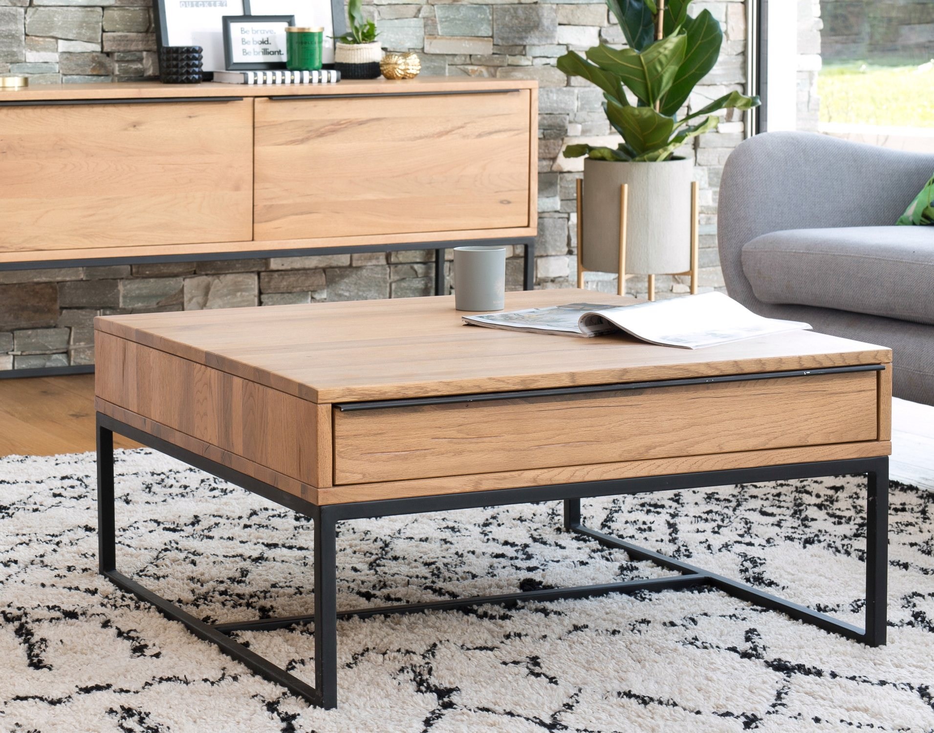 Shoreditch Solid Oak Square Coffee Table Furniture World