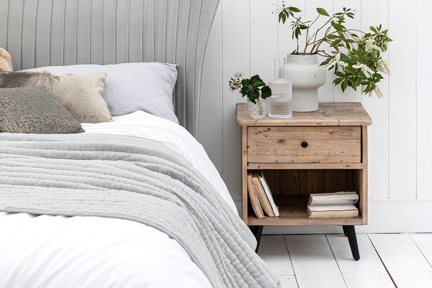 Malta Reclaimed Wood Bedside Table Valetta Valencia Furniture World