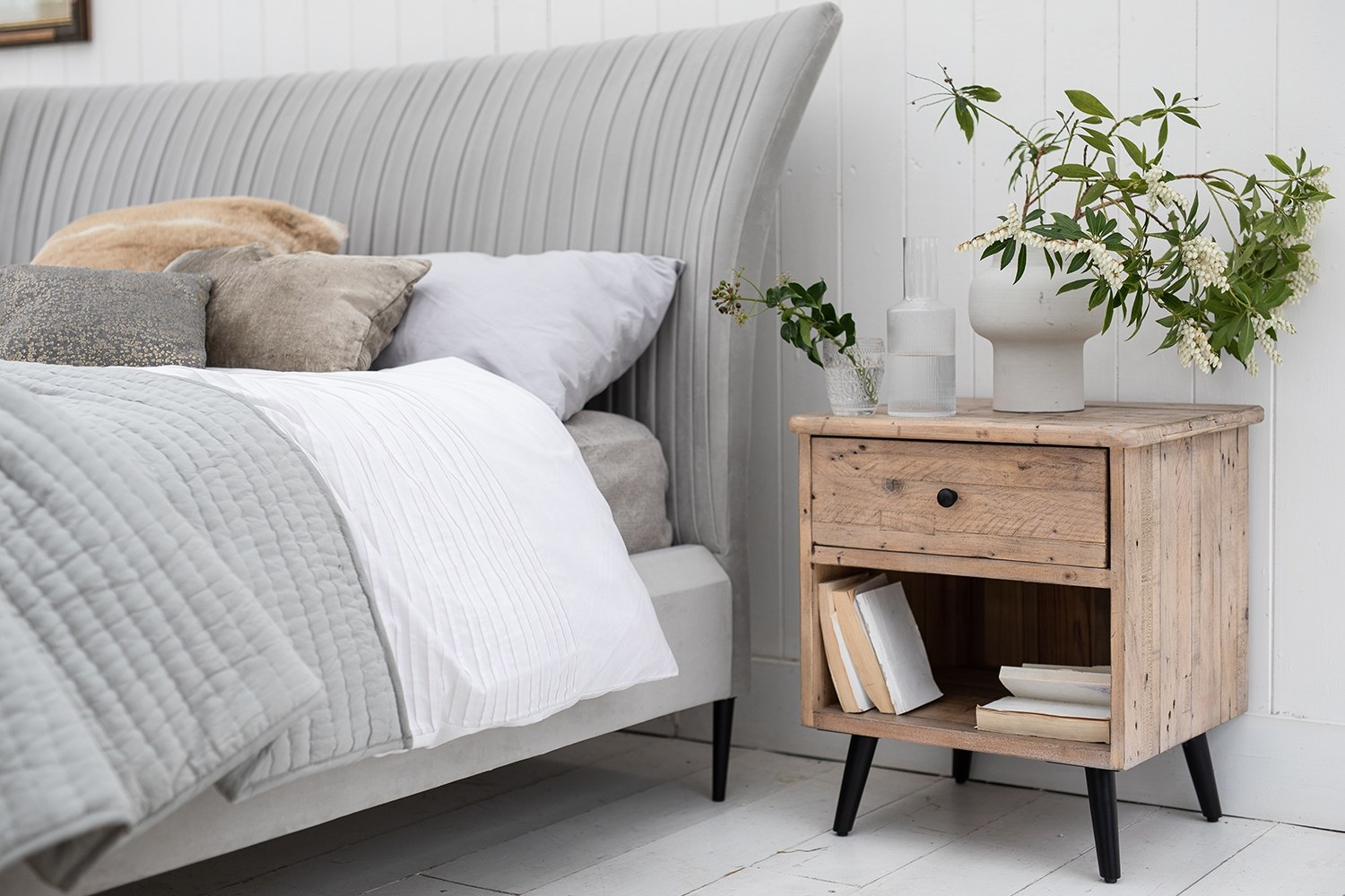 Malta Reclaimed Wood Bedside Table Valetta Valencia Furniture World