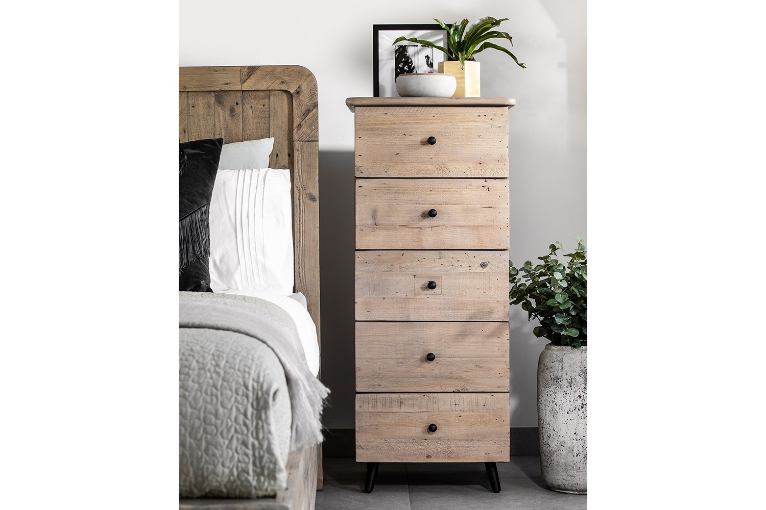 Malta Reclaimed Wood Tall Chest of Drawer Valetta Valencia