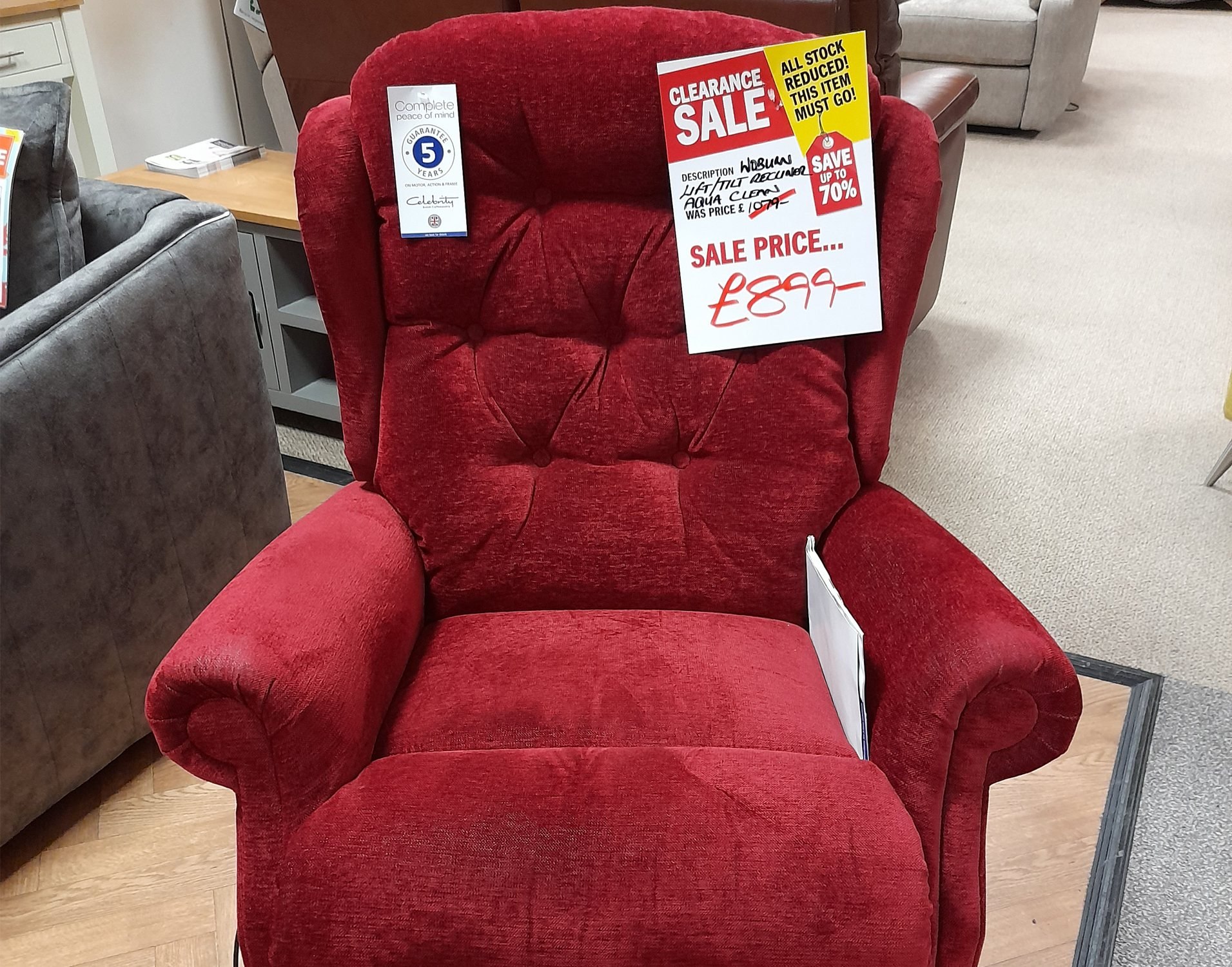 Store Clearance Items Woburn Lift and Tilt Recliner Furniture World