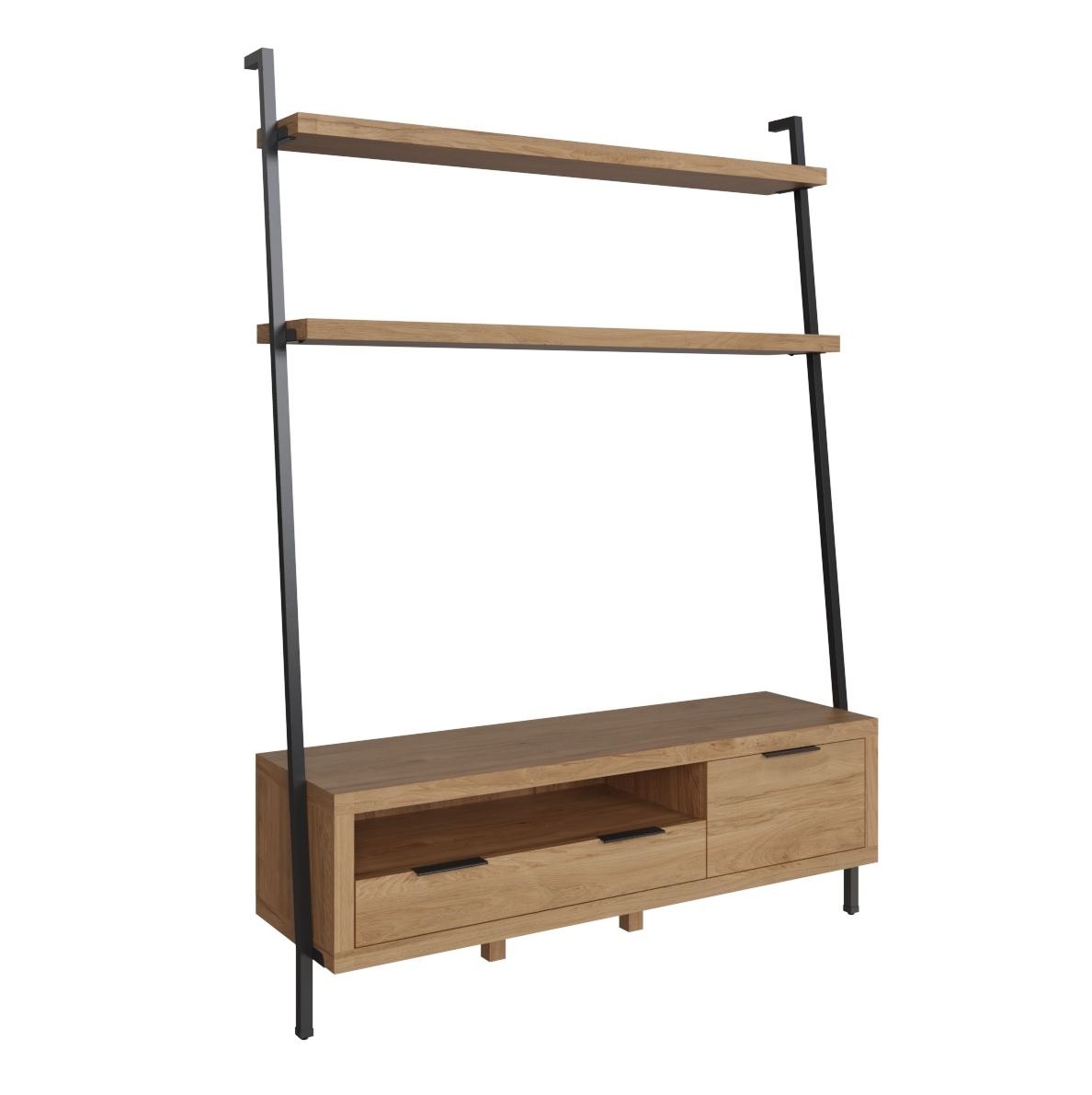 Oak City Graphite Industrial Oak TV Bookcase Furniture World