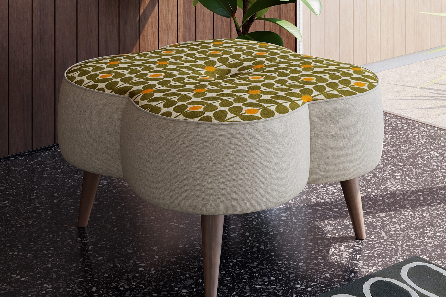 Orla Kiely Daisy Large Stool Print Combo Furniture World