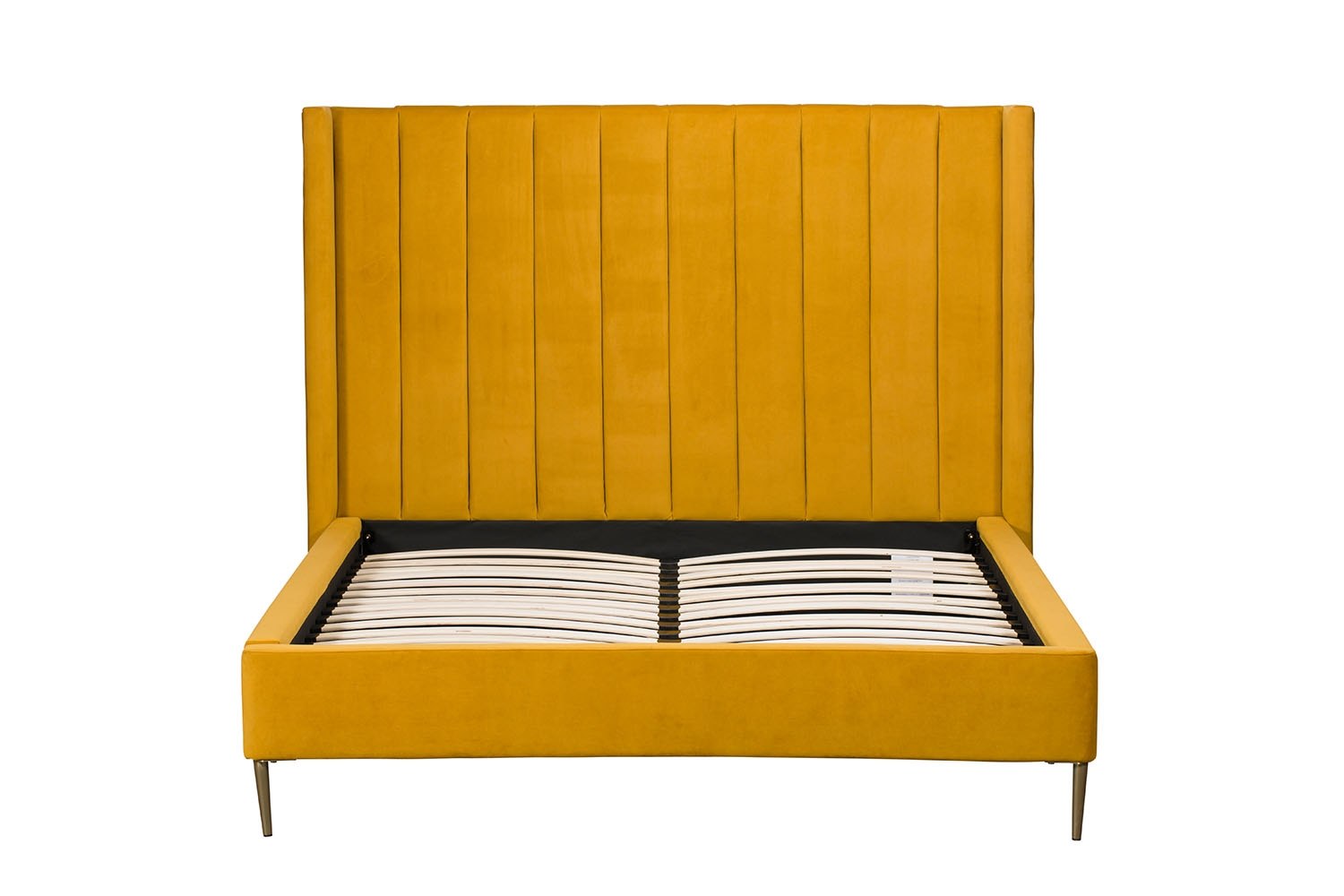 Boxer Velvet Bed Frame in Yellow Turmeric Furniture World
