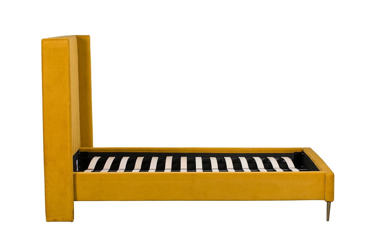 Boxer Velvet Bed Frame in Yellow Turmeric Furniture World