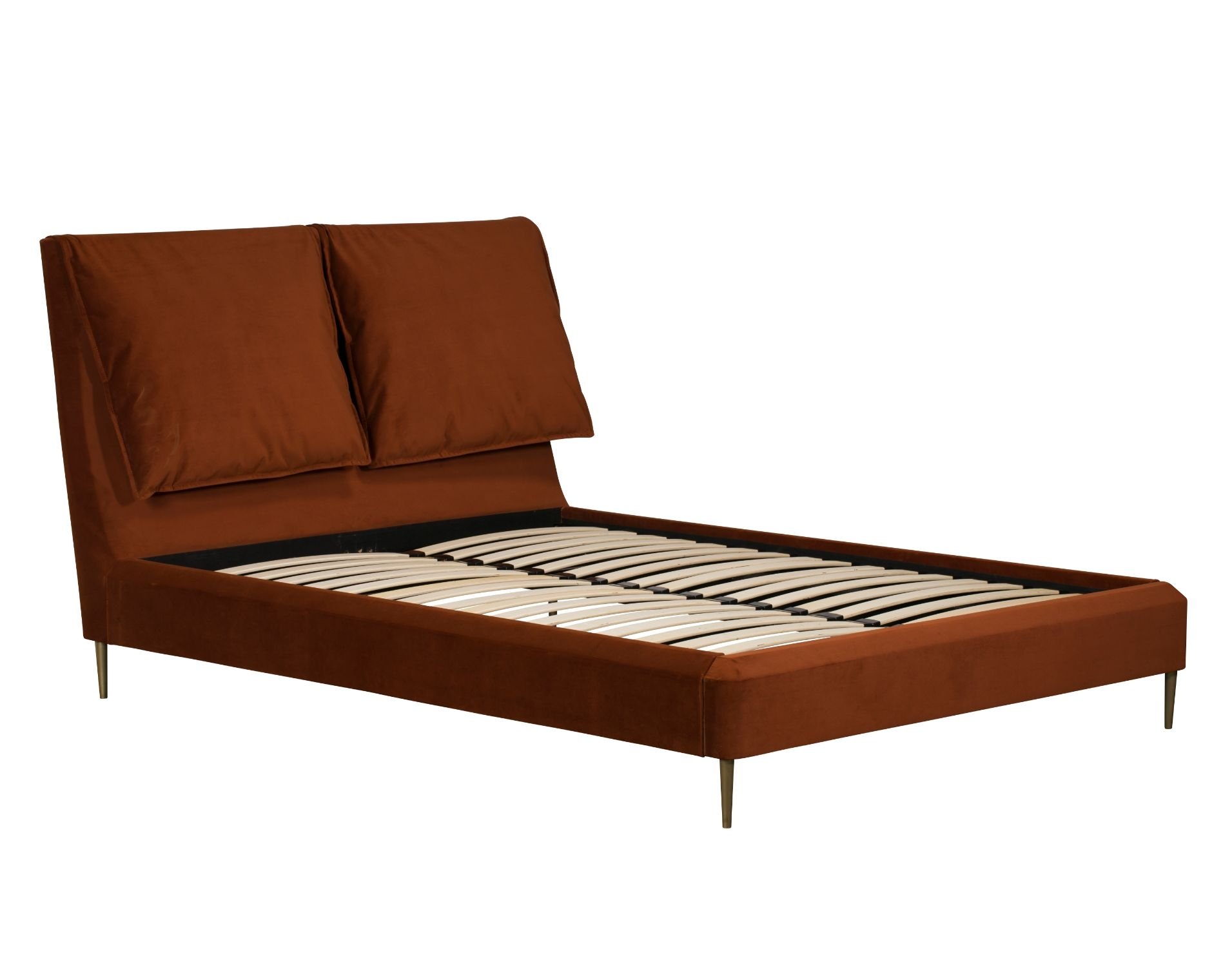 Lotus Velvet Pillow Bed Frame in Rust Umber Furniture World