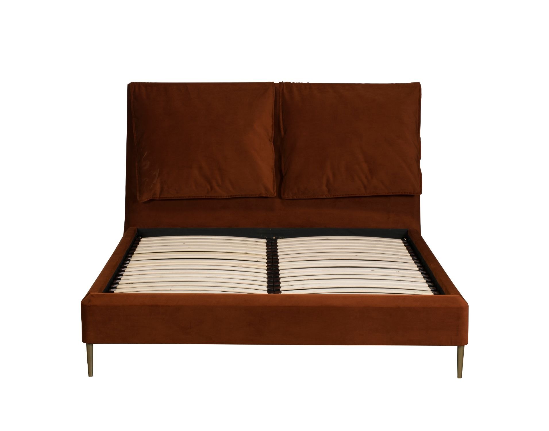 Lotus Velvet Pillow Bed Frame in Rust Umber Furniture World