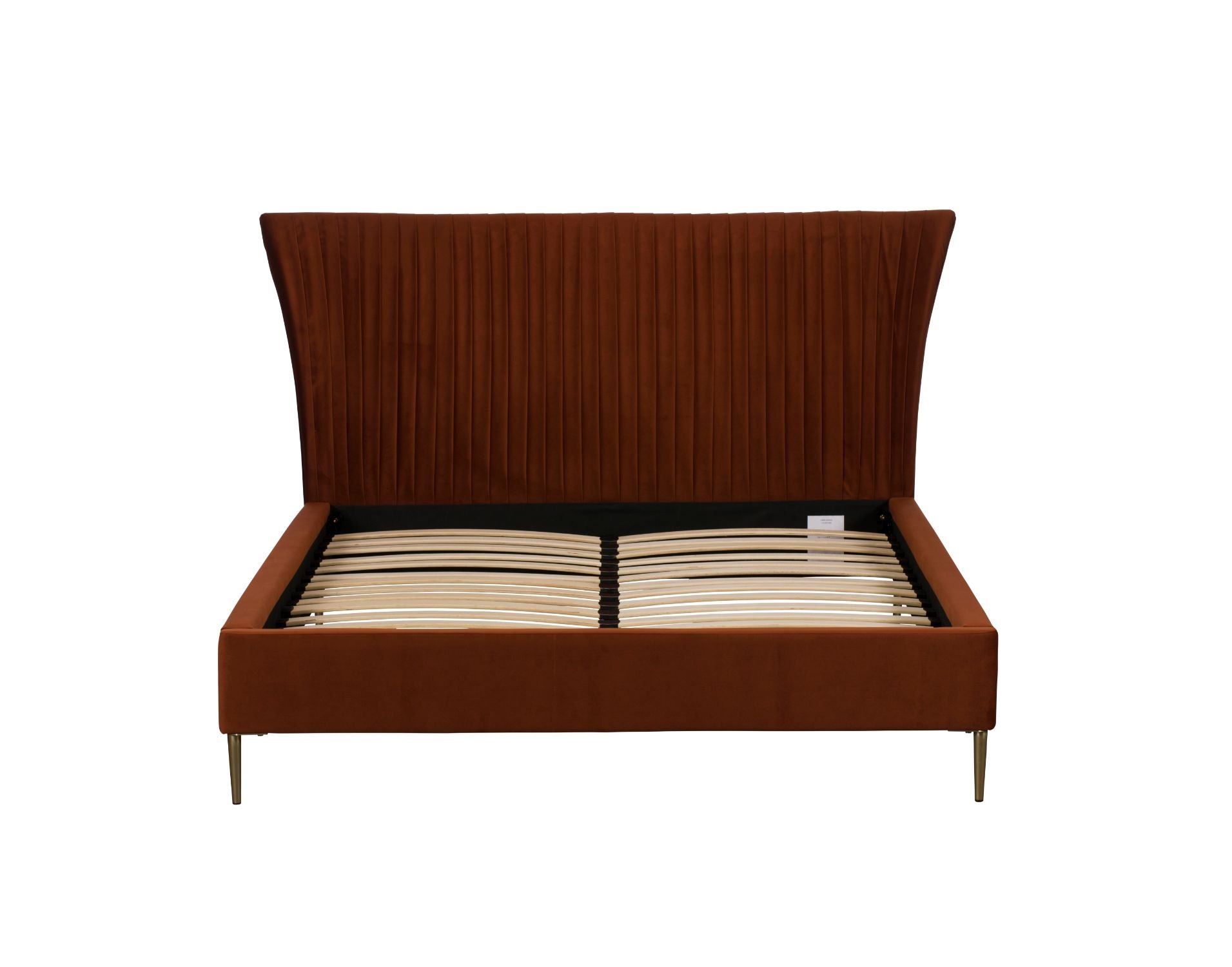 Lotus Velvet Pleated Bed Frame in Rust Umber Furniture World