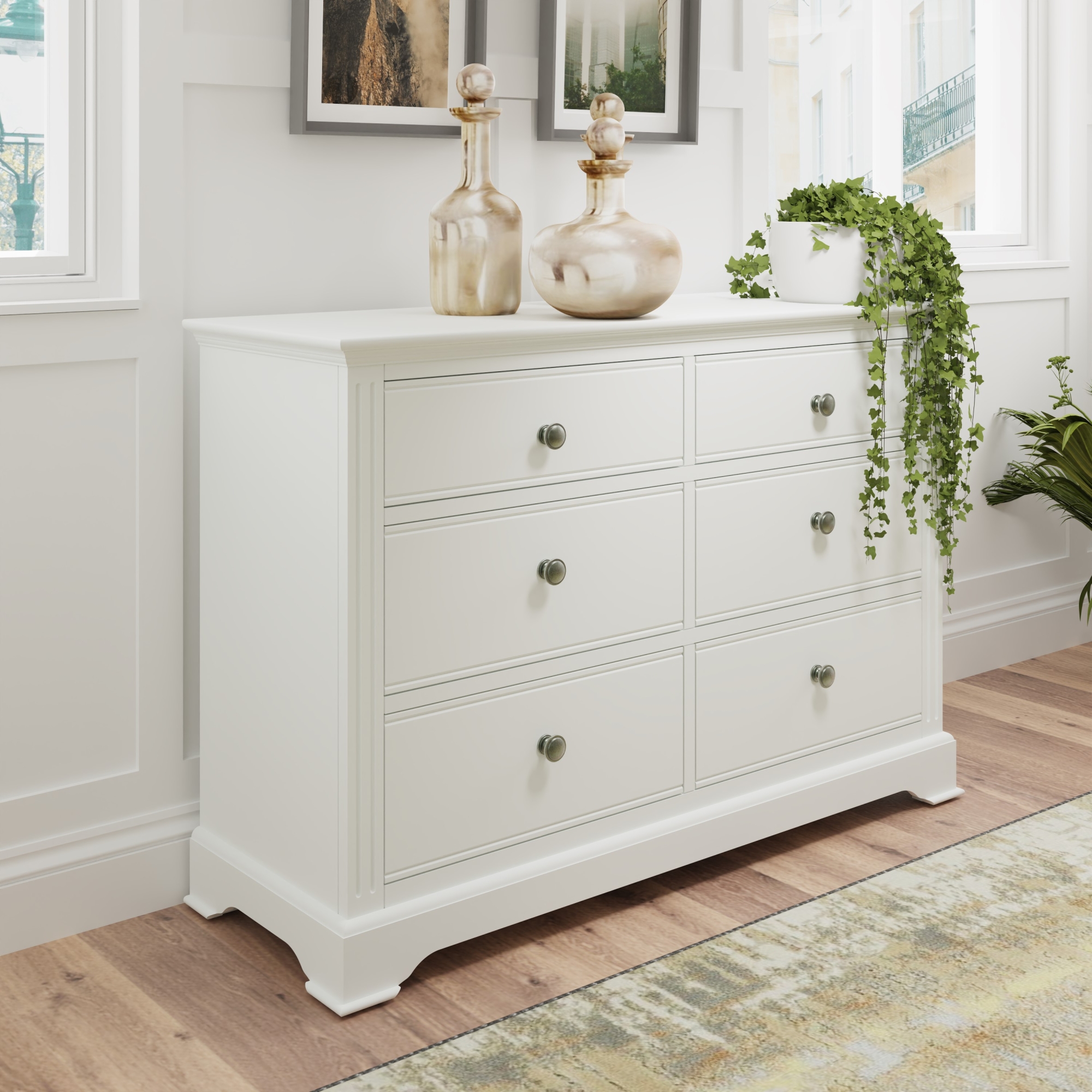 Oak City Cotswold White 6 Drawer Chest of Drawers