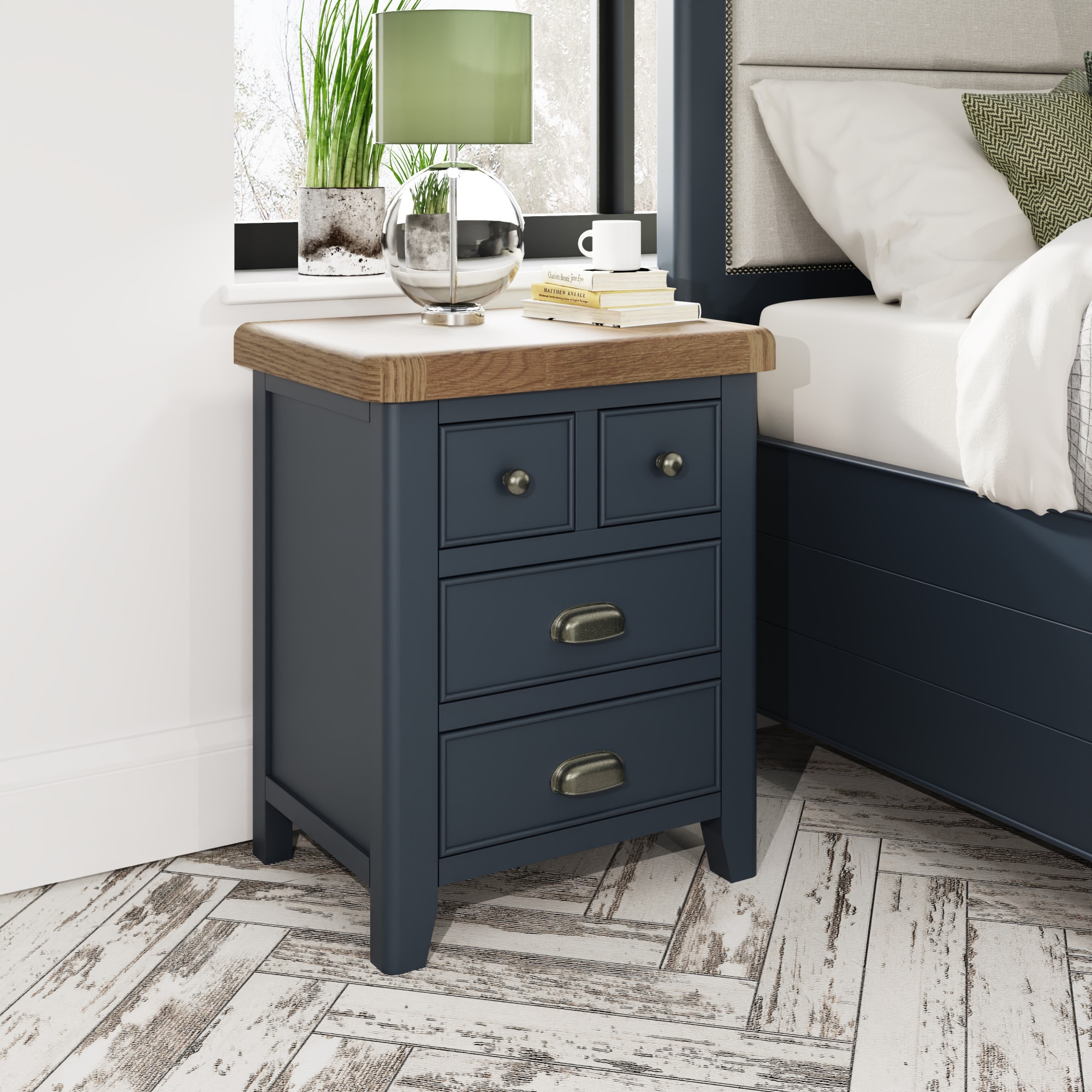 Oak top best sale bedside table