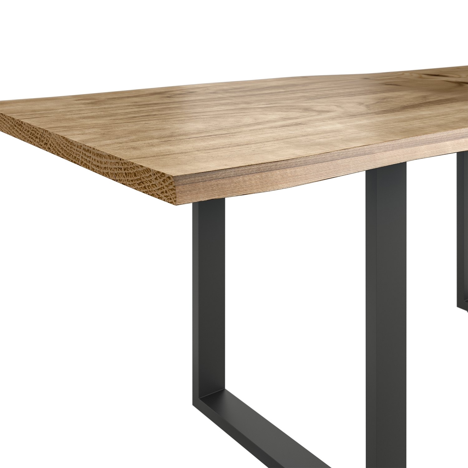 Live Edge Reclaimed Wood 2m Dining Table with U Shaped Legs in Natural
