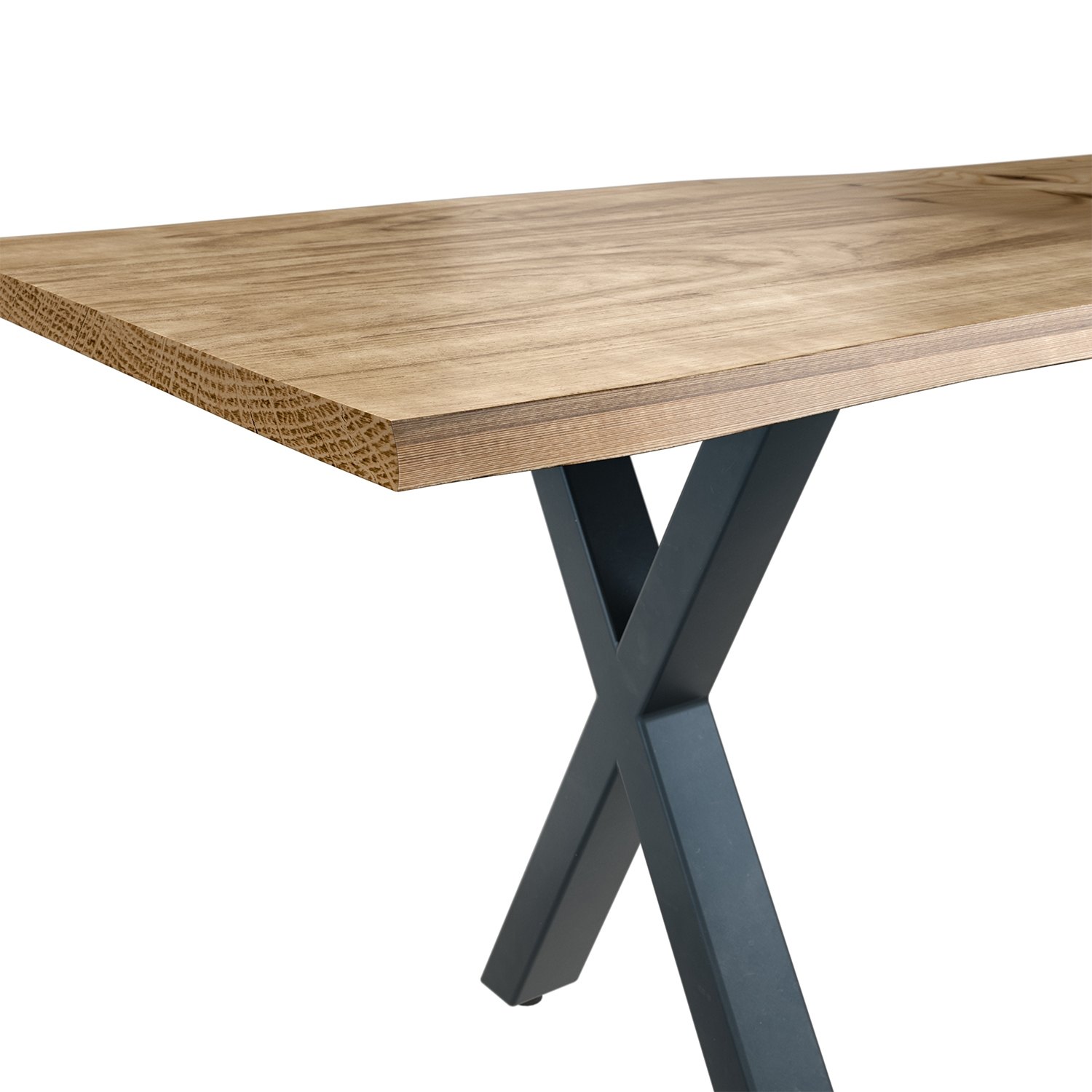 Live Edge Reclaimed Wood 2m Dining Table with X Shaped Legs in Natural