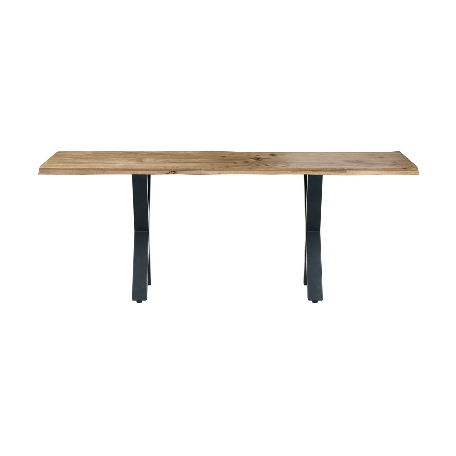 Live Edge Reclaimed Wood 2m Dining Table with X Shaped Legs in Natural