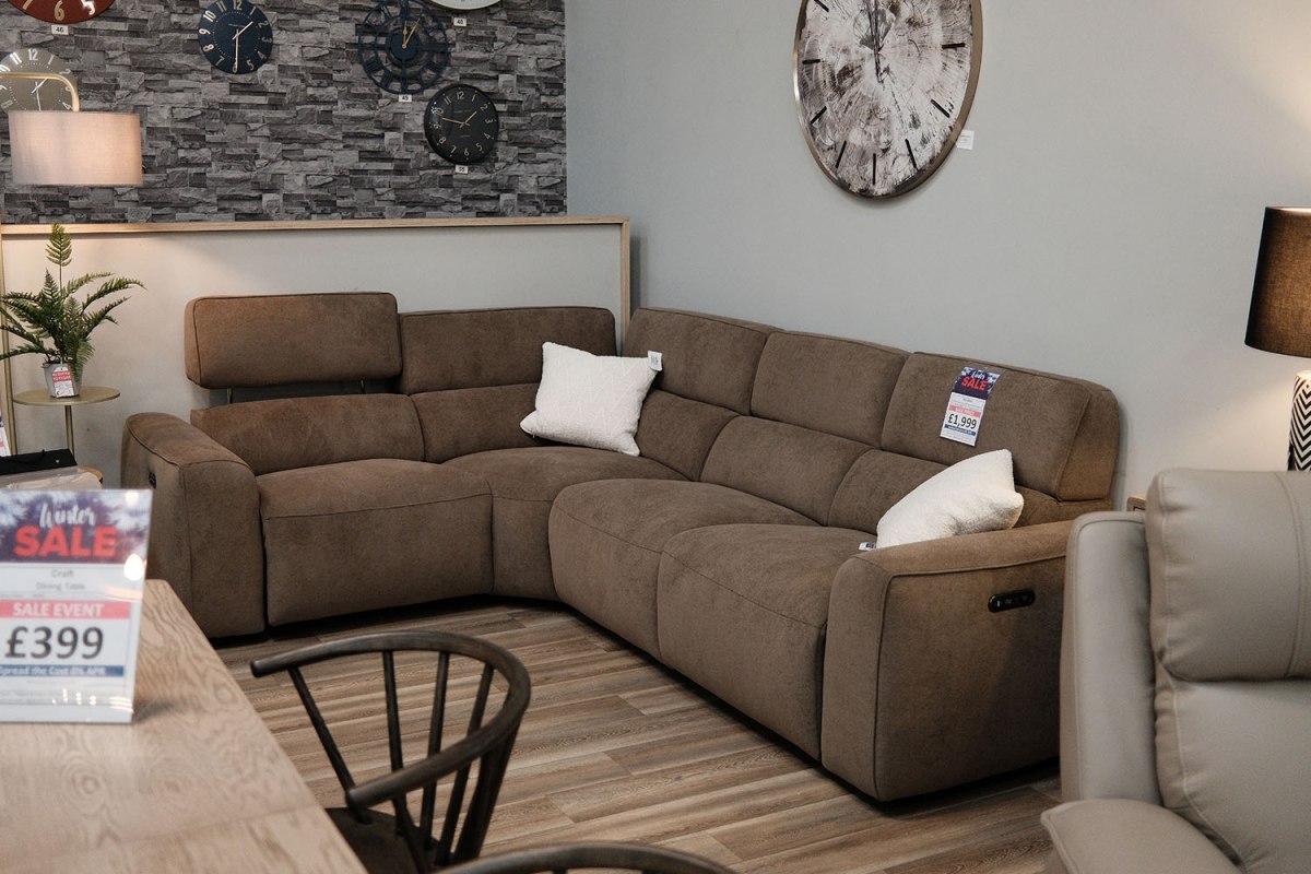 Summer 5 Seater Corner Sofa with Power Recliner and Headrest Summer 5 Seater Corner Sofa with Power Recliner and Headrest