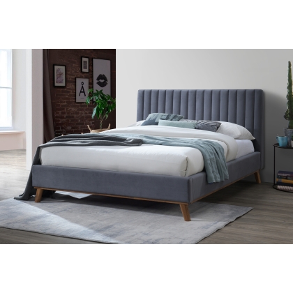 New York Upholstered Velvet Bed Frame in Dark Grey