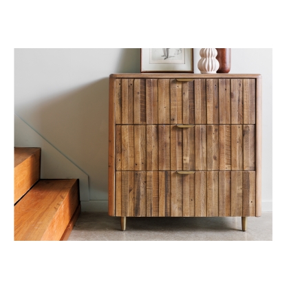 Fairfax Reclaimed Slatted Wood 3 Drawer Chest