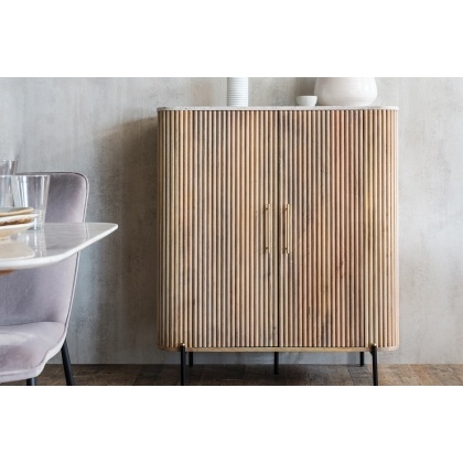 Reed Mango Wood & Marble Highboard