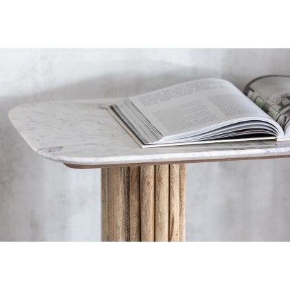 Reed Mango Wood & Marble Console Table
