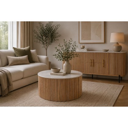 Reed Mango Wood & Marble Coffee Table